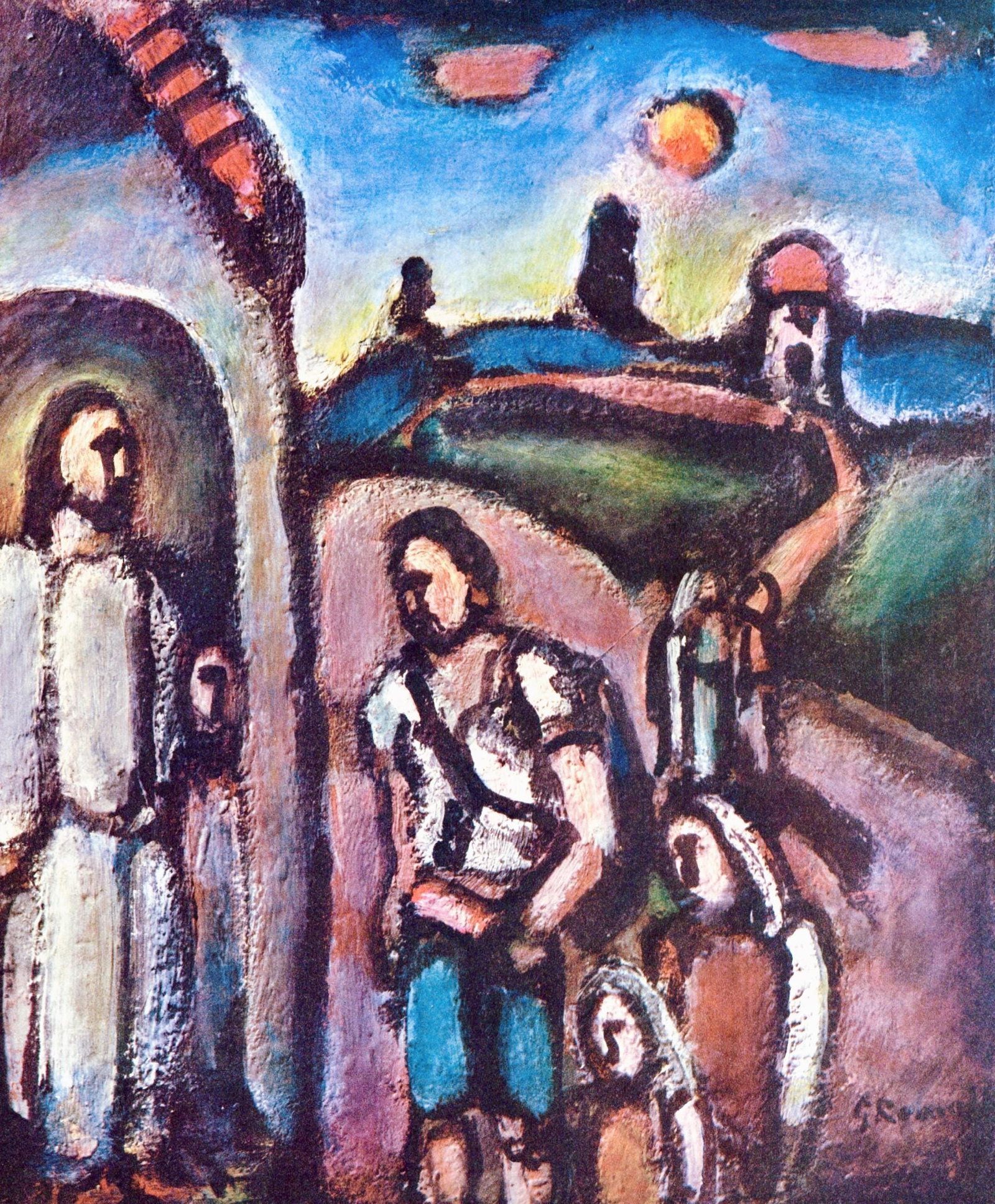 Georges Rouault, Vieux Faubourg, Stella Vespertina, Limited Edition Heliogravure: Heliogravure on velin pur fil du Marais paper, archivally mounted on a larger velin pur fil du Marais support sheet, as issued Paper Size: 11 x 9 inches, image; 19.25 x 15.25 inches, overall. Inscript