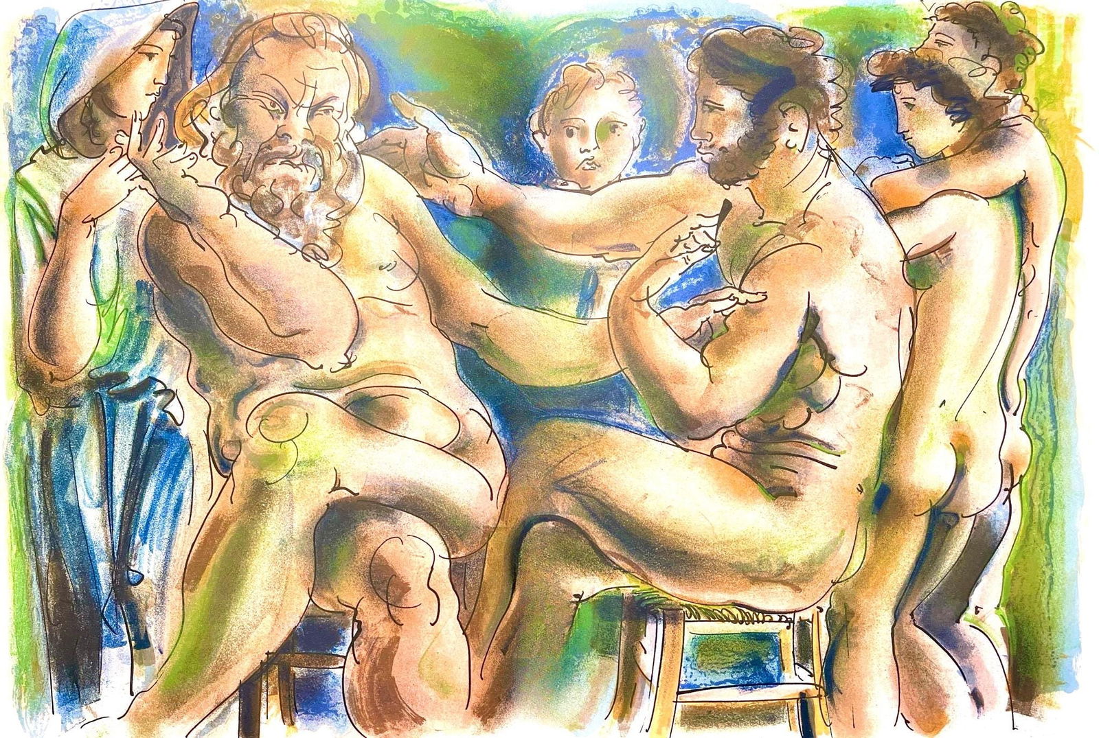 Hans Erni, Composition, Reflexions Simples Sur Le Corps, Limited Edition Lithograph (1 of 4)