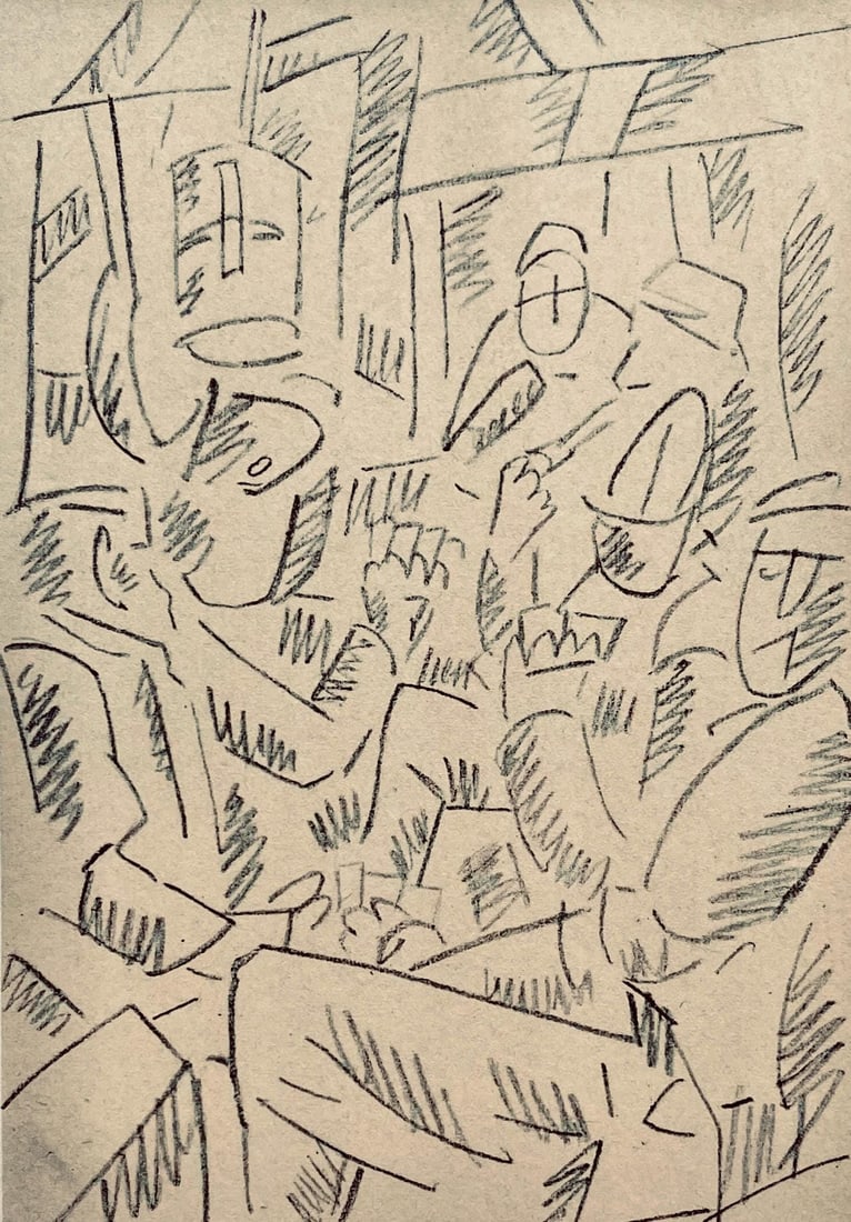 Fernand Leger, Soldats jouant aux cartes, Dessins de Guerre 1915-16, Limited Edition Lithograph: Lithograph, stencil on velin paper. Paper Size: 10 x 7.75 inches. Inscription: Unsigned and unnumbered, as issued. Condition: Very good/excellent, consistent with age. Notes: From the folio, Fernand L