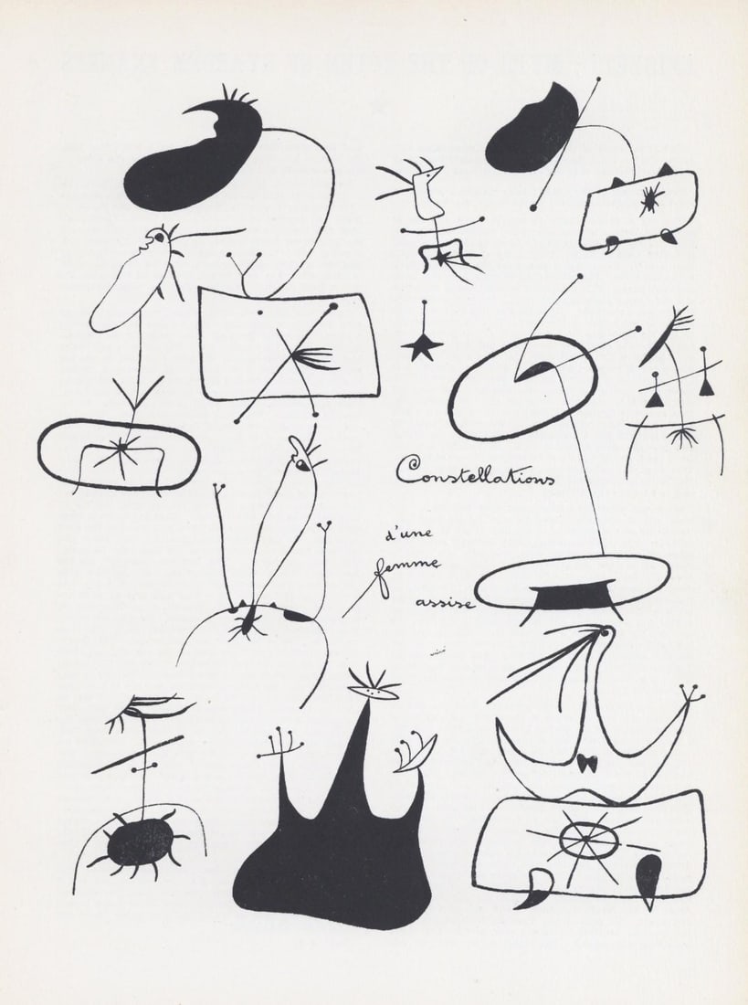 Joan Miro, Composition, XXe siecle, Limited Edition Lithograph: Lithograph on velin paper. Paper Size: 12.5 x 9.75 inches. Excellent condition. Inscription: Unsigned and unnumbered, as issued. Notes: From the volume, XXe Siecle, n deg5-6, 1939. Published and print