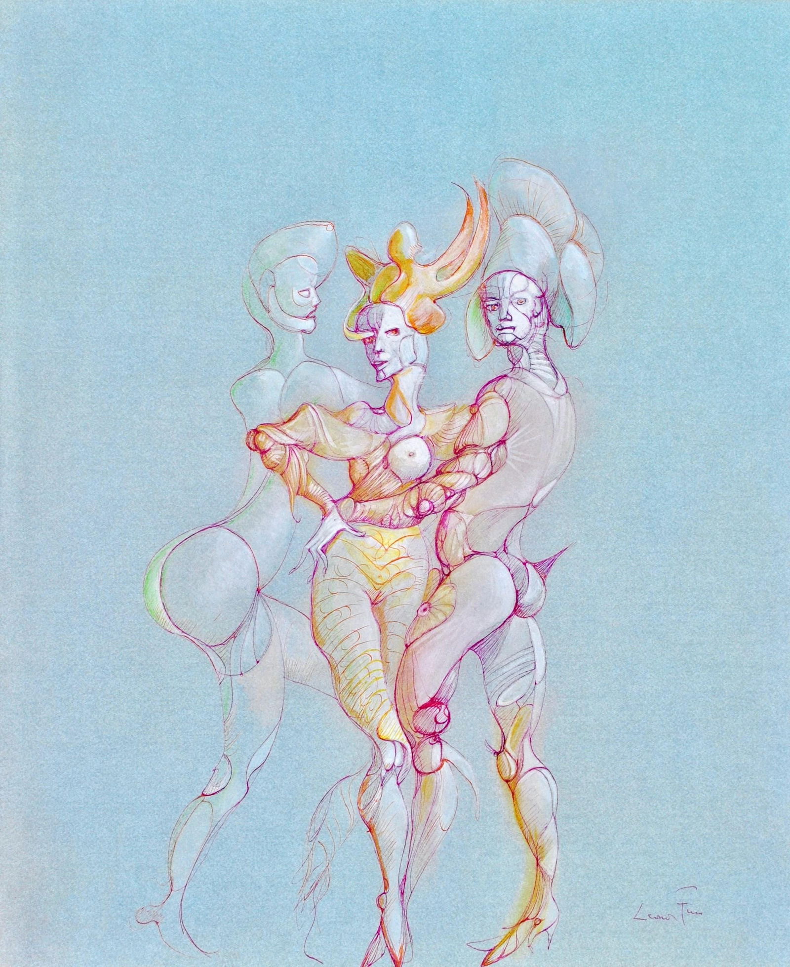 Leonor Fini, Composition, Fruits de la Passion, XXe siecle, Limited Edition Heliogravure: Heliogravure on velin de Rives pur chiffon paper, manufactured by Les papeteries de Rives, Voiron, France. Paper Size: 16.93 x 14.17 inches. Inscription: Signed in the plate and unnumbered, as issued.