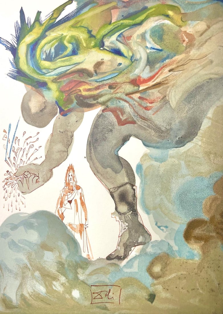 Salvador Dali, Holle XXXI (Michler/Lopsinger 1039-1138; Field 189-200), Die Gottliche Komodie,: Woodcut in colors on velin de Rives BFK paper, mounted on velin d'Arches support, as issued. Paper size: 13 x 10.375 inches. Inscription: Signed in the block, and unnumbered, as issued. Catalogue rais