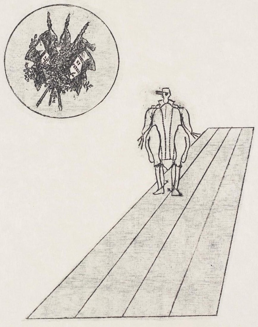 Max Ernst, Composition (Spies/Leppien 218), La Ballade du Soldat, Limited Edition Lithograph: Lithograph on velin d'Arches paper. Paper size: 21.875 x 15 inches. Excellent condition. Unsigned and unnumbered, as issued. Notes: From the folio, La Ballade du Soldat, 34 Lithographies Originales de