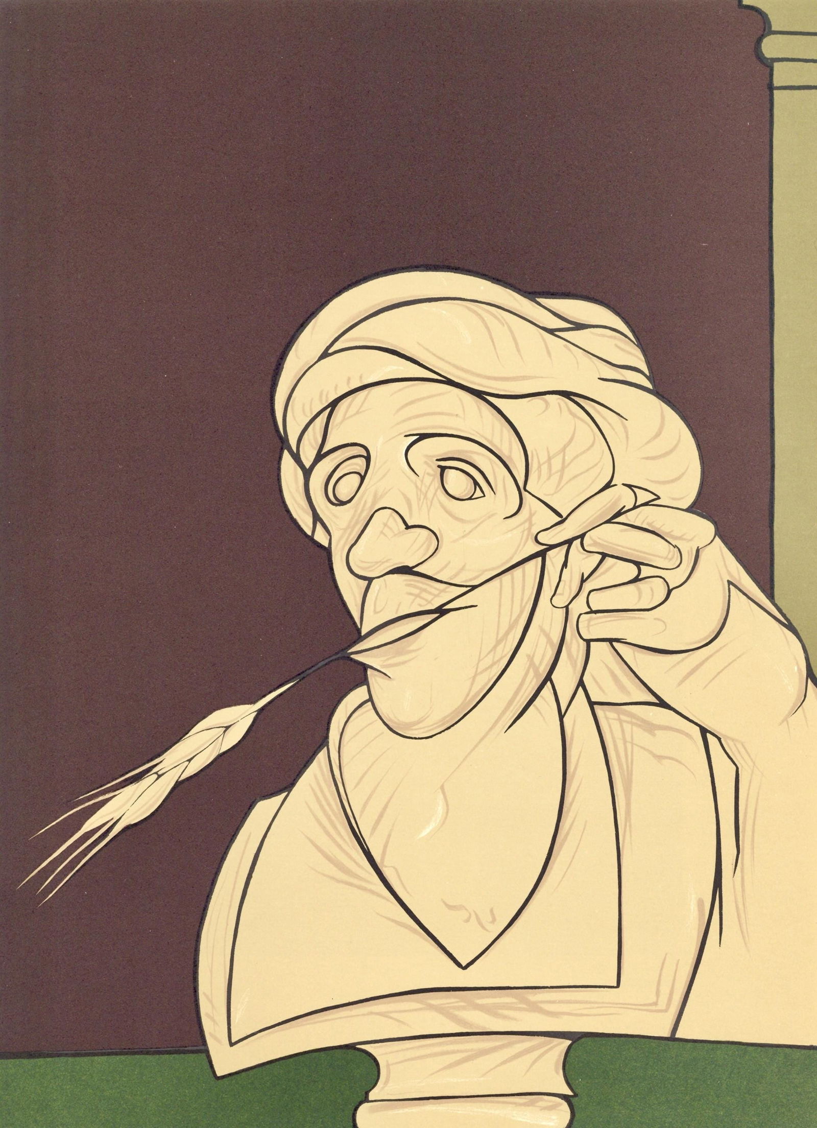 Valerio Adami, Composition, Hommage a Aime et Marguerite Maeght, Derriere le miroir, Limited Edition: Lithograph on velin paper. Paper Size: 15 x 11 inches. Inscription: Unsigned and unnumbered, as issued. Notes: From the folio, Derriere le miroir, N deg 250, Hommage a Aime et Marguerite Maeght, 1982.