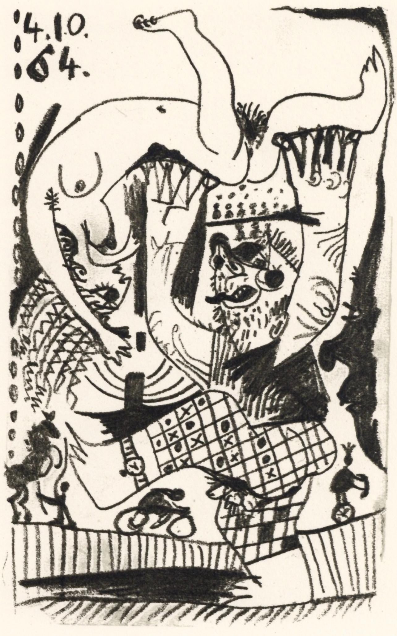 Pablo Picasso, 4.10.64. (Cramer 148), Le Gout du Bonheur, Limited Edition Mixed Media Lithograph (1 of 4)