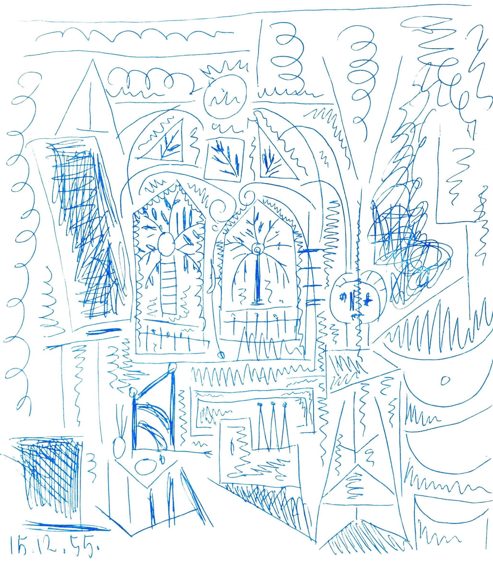 Pablo Picasso, Composition (Cramer 101), Carnet de la Californie, Limited Edition Collotype: Collotype on velin d'Arches paper. Paper size: 16.5 x 10.375 inches. Inscription: Unsigned and unnumbered, as issued. Catalogue raisonne reference: Goeppert, Sebastian, et al. Pablo Picasso, the Illus