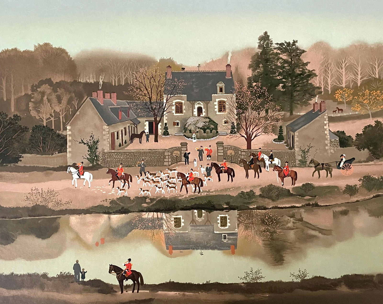 Michel Delacroix, La Sortie du Chenil, Limited Edition Lithograph: Lithograph on papier imperial Japon nacre paper. Paper size: 24.75 x 31.5 inches. Excellent condition. Inscription: Hand signed and numbered, as issued. Notes: From Published by Lublin Graphics, Inc.,