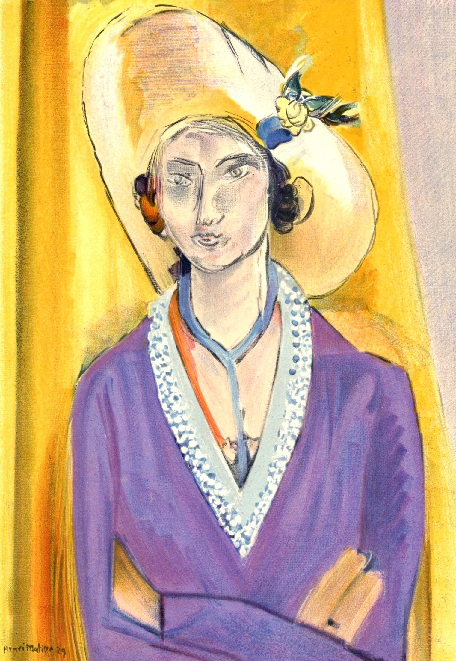 Henri Matisse, Mademoiselle L.L., Portraits par Henri Matisse, Limited Edition Lithograph: Lithograph on velin paper, mounted on velin paper backing sheet, as issued. Paper Size: 12 x 9.25 inches; image size: 9.84 x 6.69 inches. Inscription: Signed in the plate and unnumbered, as issued. Co