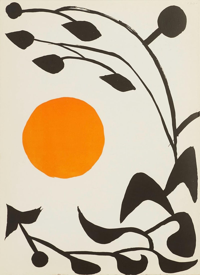 Alexander Calder, Composition, Derriere le miroir, Limited Edition Lithograph: Lithograph on velin paper. Paper Size: 15 x 11 inches. Excellent condition. Inscription: Unsigned and unnumbered, as issued. Notes: From Derriere le miroir, N deg 69-70, 1954. Published by Aime Maeght