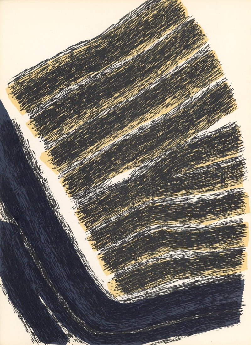 Raoul Ubac, Composition, Derriere le miroir, Limited Edition Lithograph: Lithograph on velin paper. Paper size: 15 x 11 inches. Excellent condition. Inscription: Unsigned and unnumbered, as issued. Notes: From Derriere le miroir, N deg 196, 1972. Published by Aime Maeght,