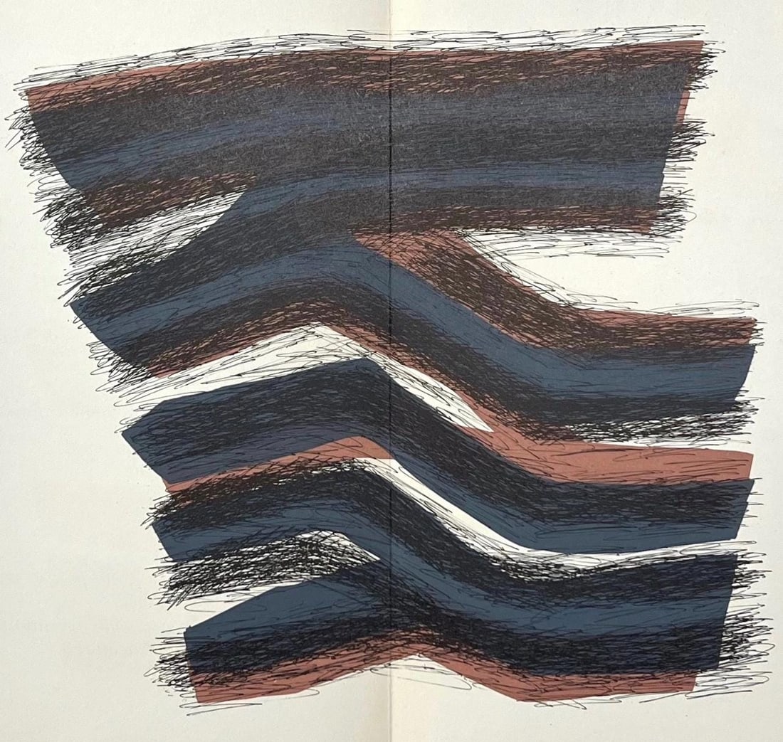 Raoul Ubac, Composition, Derriere le miroir, Limited Edition Lithograph: Lithograph on velin paper. Paper size: 15 x 22 inches. Excellent condition, with centerfold, as issued. Inscription: Unsigned and unnumbered, as issued. Notes: From Derriere le miroir, N deg 196, 1972