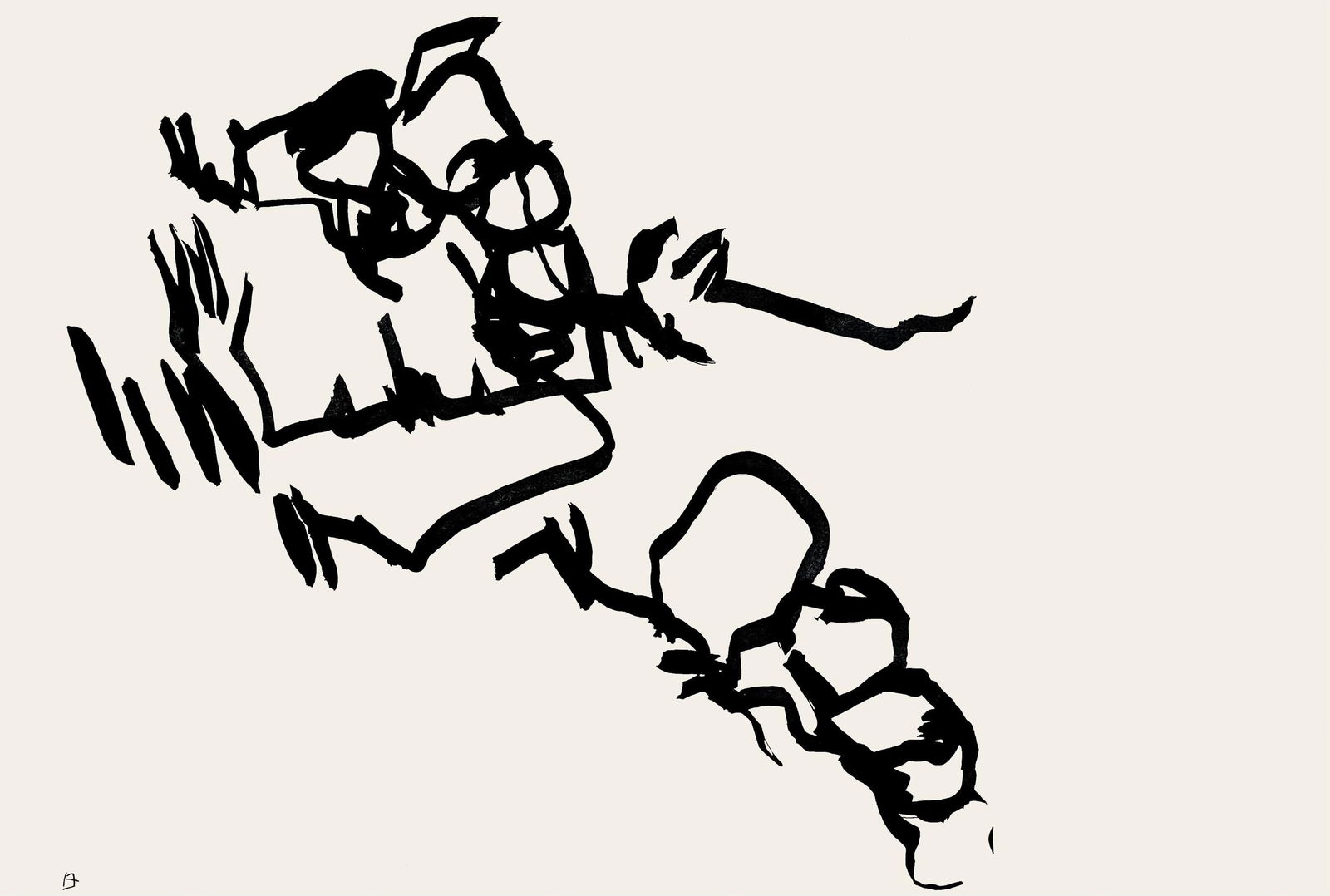 Eduardo Chillida, Composition, Derriere le miroir, Limited Edition Lithograph: Lithograph on velin paper. Paper size: 15 x 22 inches. Excellent condition, with centerfold, as issued. Inscription: Unsigned and unnumbered, as issued. Notes: From Derriere le miroir, N deg 124, 1961