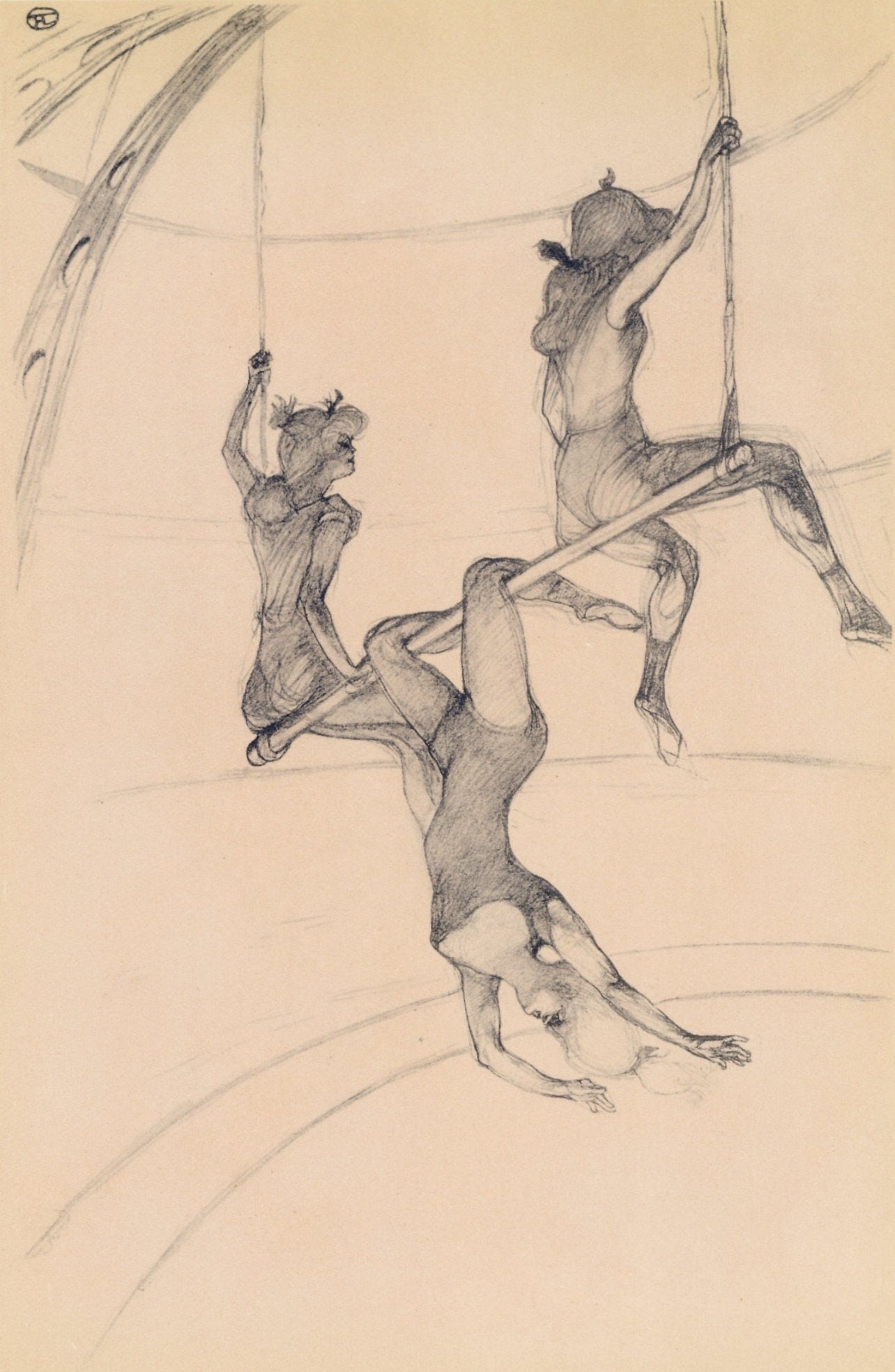 Henri de Toulouse-Lautrec, Le trapeze volant, The Circus by Toulouse-Lautrec, Limited Edition: Lithograph on velin paper. Unsigned and unnumbered. Paper Size: 12.125 x 9.25 inches. Excellent condition. Notes: From the album, The Circus by Toulouse-Lautrec, 1952. Published the Paris Book Center,