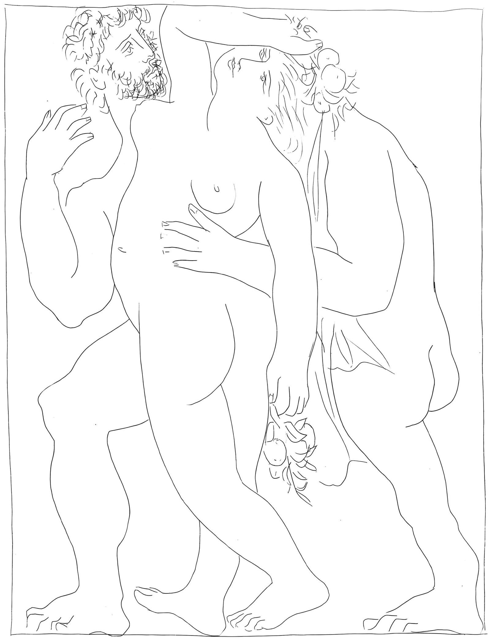 Pablo Picasso, Vertumne poursuit Pomone de son amour, Les Metamorphoses, Limited Edition Lithograph: Lithograph on velin papier Verge fin blanc des papeteries de Bellerive paper. Paper size: 11.02 x 8.66 inches. Inscription: Unsigned and unnumbered, as issued. Condition: Very good/excellent, consiste