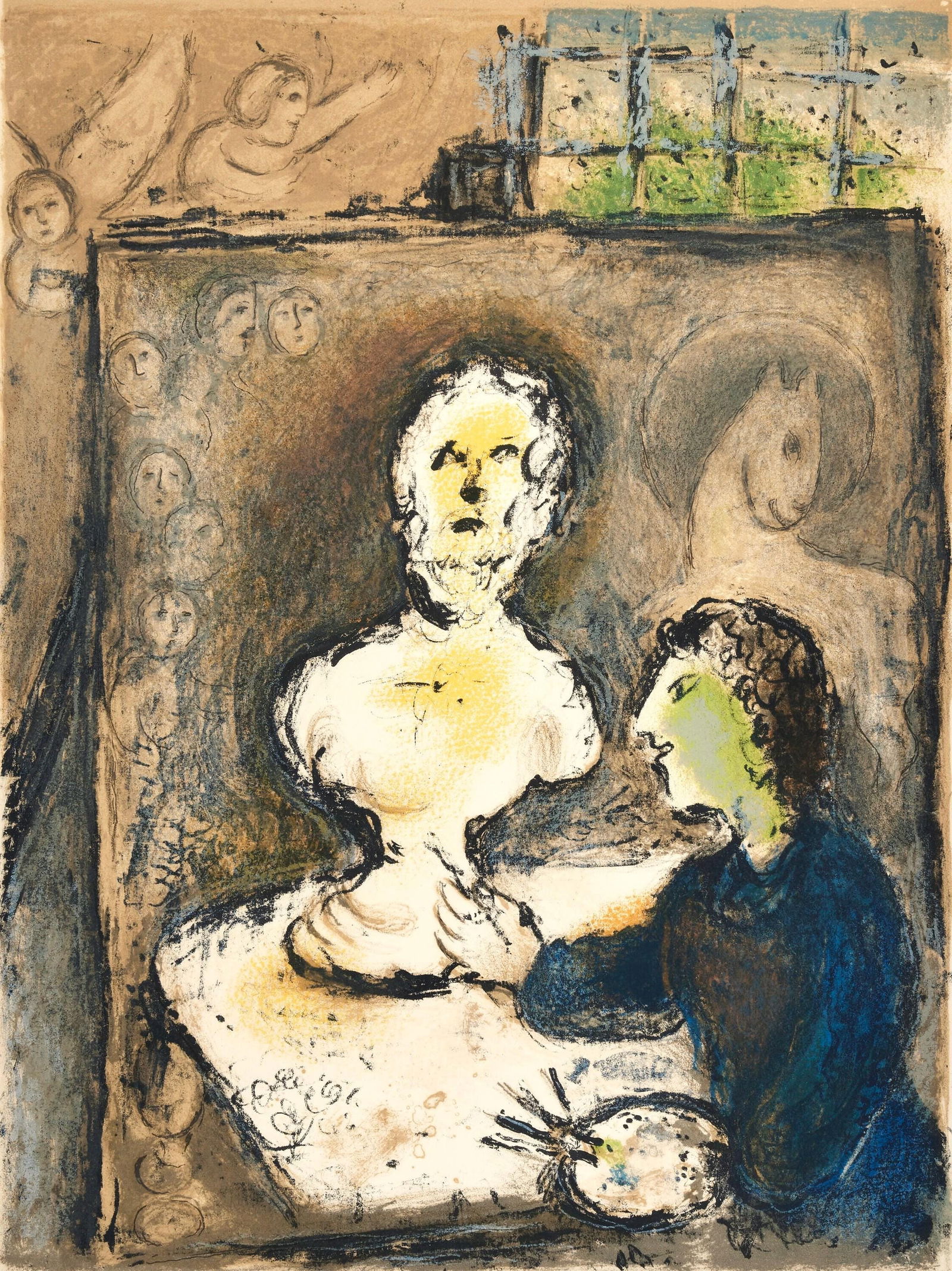 Marc Chagall, Frontispiz, Homer, Die Odyssee, Limited Edition Lithograph: Lithograph on 250 g/m2 Butten Papierwerke Miliani AG, Fabriano paper. Paper Size: 14.88 x 11.69 inches. Inscription: Unsigned and unnumbered, as issued. Condition: Very good/excellent, consistent with