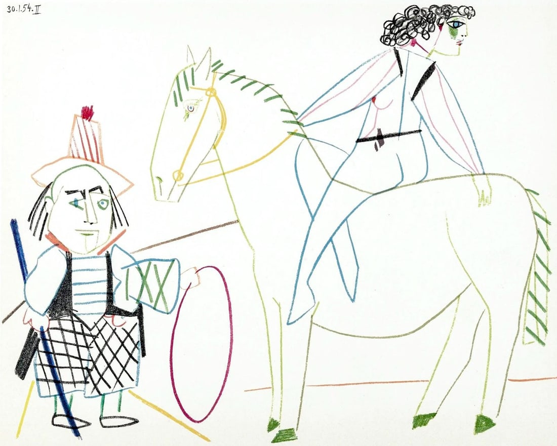 Pablo Picasso, Composition, La Comedie Humaine, Verve, Revue Artistique et Litteraire, Limited: Lithograph on velin des Papeteries du Marais paper. Paper Size: 10.25 x 14 inches. Inscription: Unsigned and unnumbered, as issued. Condition: Very good/excellent, consistent with age. Notes: From the