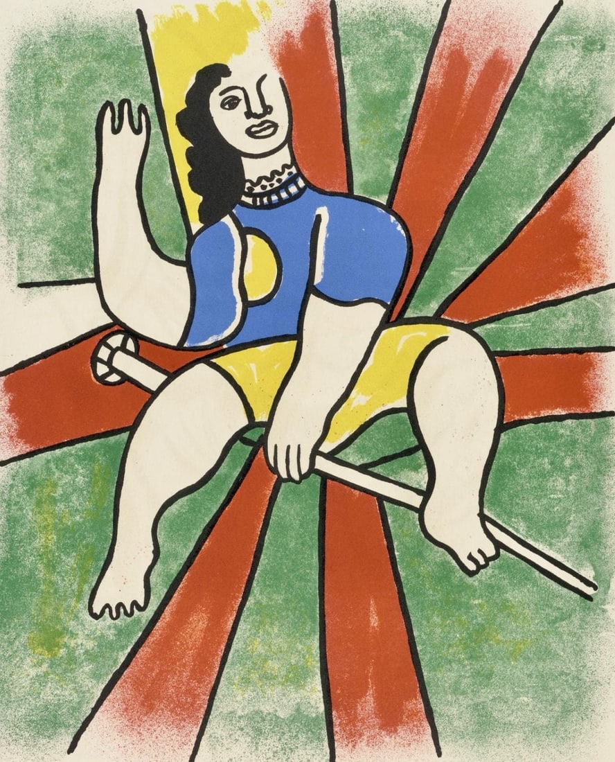 Fernand Leger, Composition, Cirque, Lithographies Originales, Limited Edition Lithograph: Lithograph on velin d'Arches paper. Paper size: 16.63 x 12.69 inches. Excellent condition. Unsigned and unnumbered, as issued. Notes: From the folio, Cirque, Lithographies Originales, 1950. Published