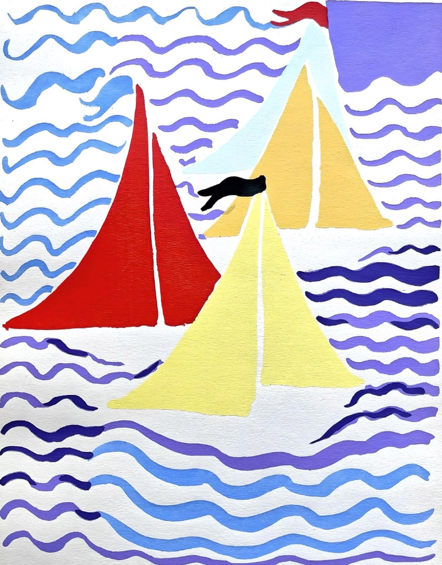 Sonia Delaunay, Planche No. 25, Compositions, couleurs, idees: Sonia Delaunay, Limited Edition: Colour stencil with dense gouache inks on velin paper. Unsigned and unnumbered with printed title-heading designed by Delaunay, upper left, as issued. Paper Size: 12.625 x 9.625 inches. Excellent cond