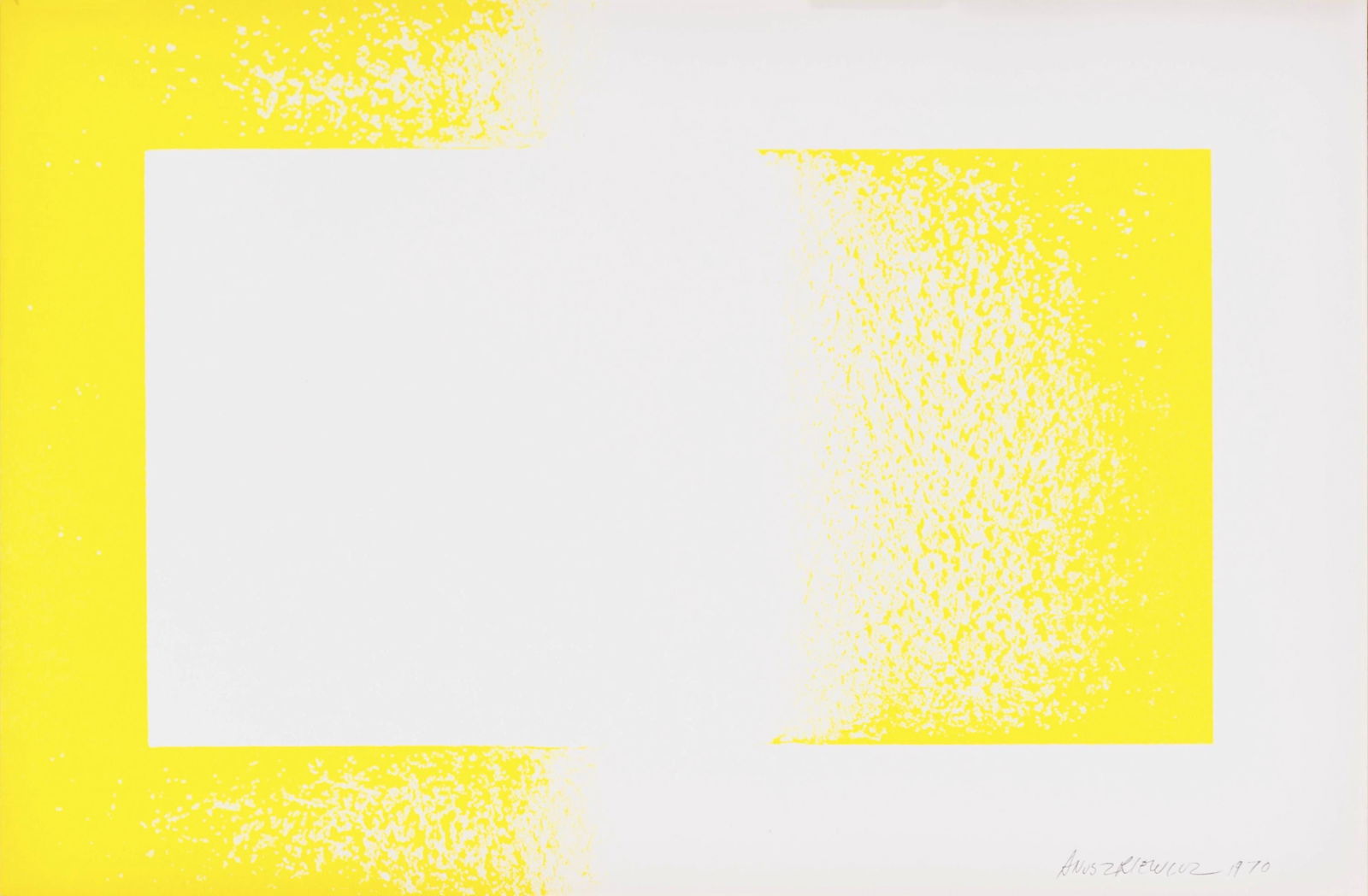 Richard Anuszkiewicz, Yellow Reversed, Art in America, Limited Edition Lithograph: Lithograph on velin paper. Paper Size: 11 x 14.5 inches. Excellent condition, with centerfold, as issued. Inscription: Unsigned and unnumbered, as issued. Notes: Published by Art in America, New York;