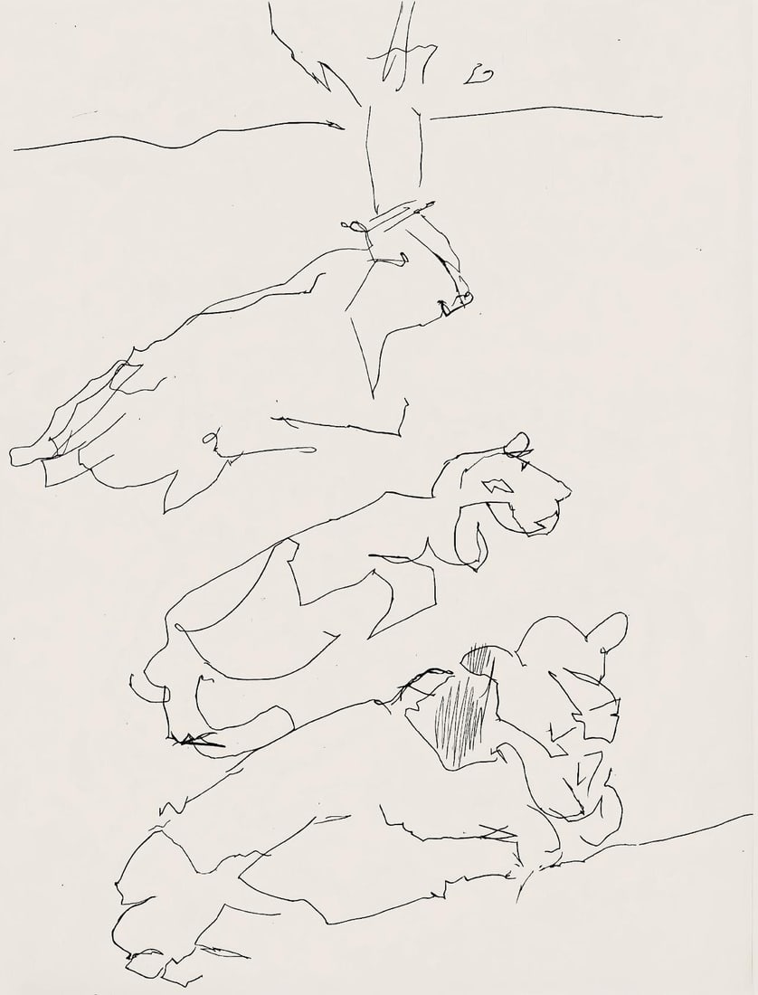 Jacques Villon, Composition (Ginestet/Pouillon 42-64), Hesiode, Les Travaux et les Jours, Limited: Etching on velin de Rives paper. Paper size: 15.75 x 12 inches. Excellent condition. Unsigned and unnumbered, as issued. Notes: From the folio, Hesiode, Les Travaux et les jours. Eaux-fortes de Jacque