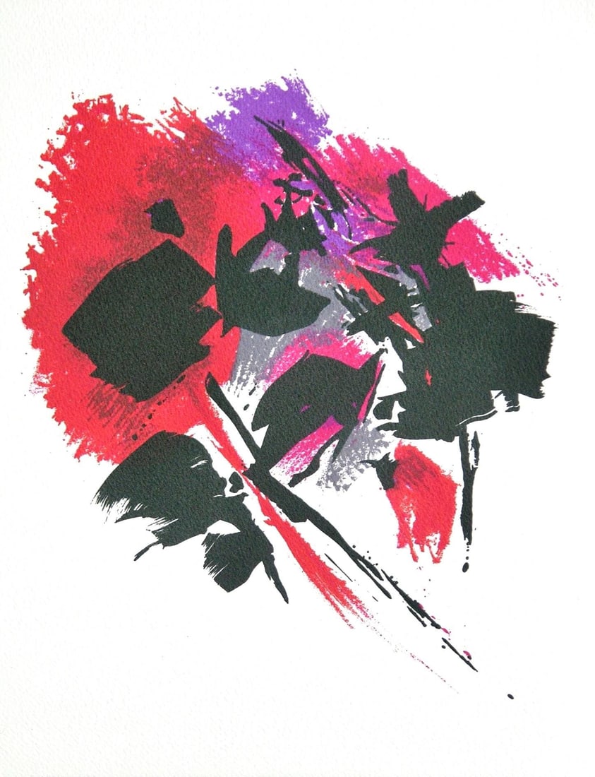 Alfred Manessier, La tache rouge, Souvenirs et Portraits d'Artistes, Limited Edition Lithograph: Lithograph on velin d'Arches paper. Paper Size: 12.81 x 9.81 inches. Inscription: Unsigned and unnumbered, as issued. Condition: Very good/excellent, consistent with age. Notes: From the album, Souven