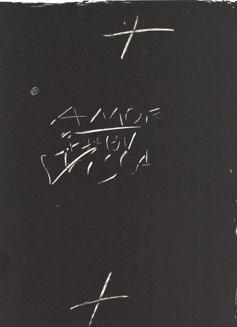 Antoni Tapies, Composition, Derriere le miroir, Limited Edition Lithograph: Lithograph on velin paper. Paper size: 15 x 11 inches. Excellent condition. Inscription: Unsigned and unnumbered, as issued. Notes: From Derriere le miroir, N deg 210, 1974. Published by Aime Maeght,