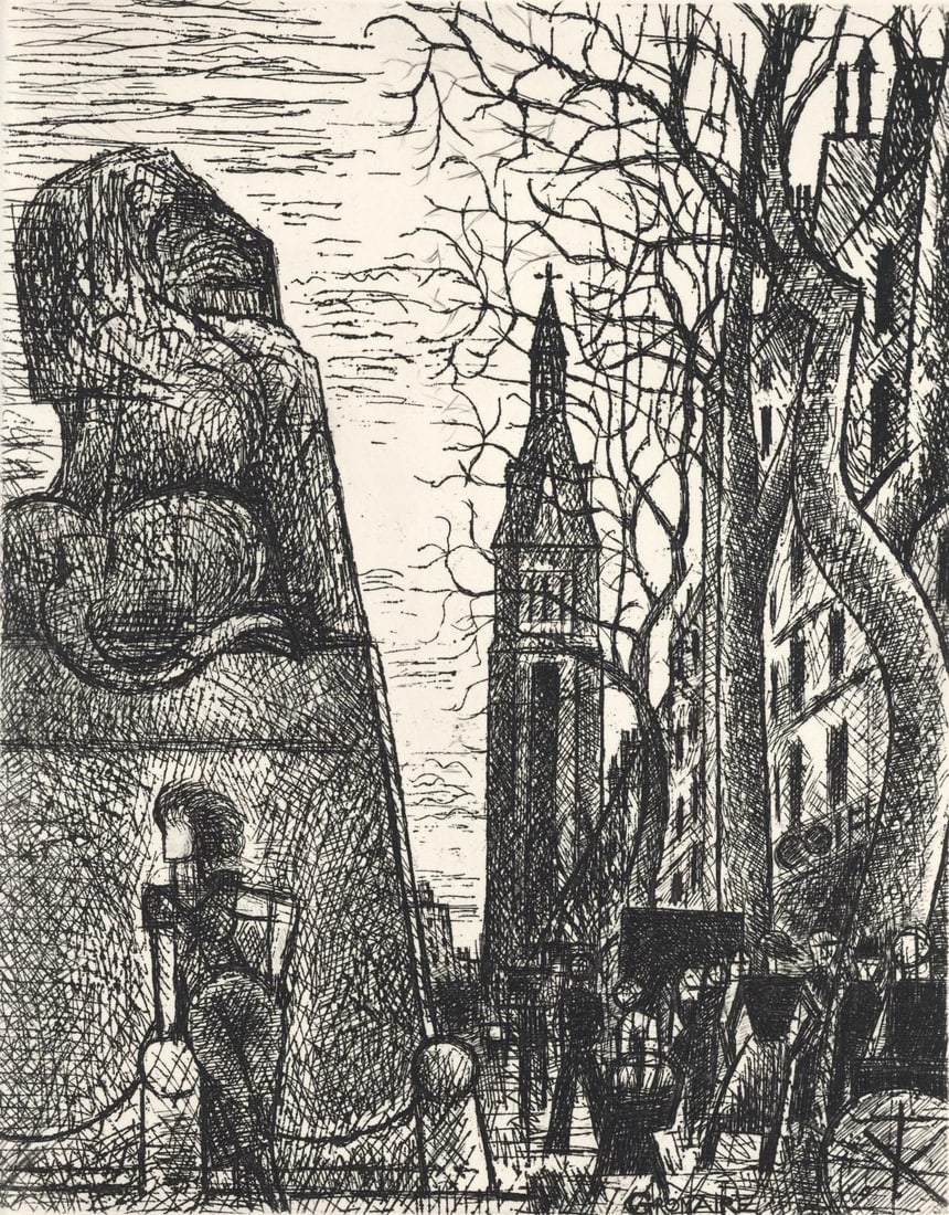 Marcel Gromaire, Petit-Montroug, A La gloire a Paris, Limited Edition Etching (1 of 4)