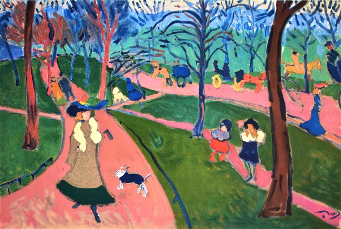 Andre Derain, Hyde Park, Fauves, Collection Pierre Levy, Limited Edition Lithograph: Lithograph on velin d'Arches paper. Inscription: Unsigned and unnumbered. Paper Size: 20 x 26 inches. Excellent condition. Notes: From the folio, Fauves, VII, Collection Pierre Levy, 1972; published