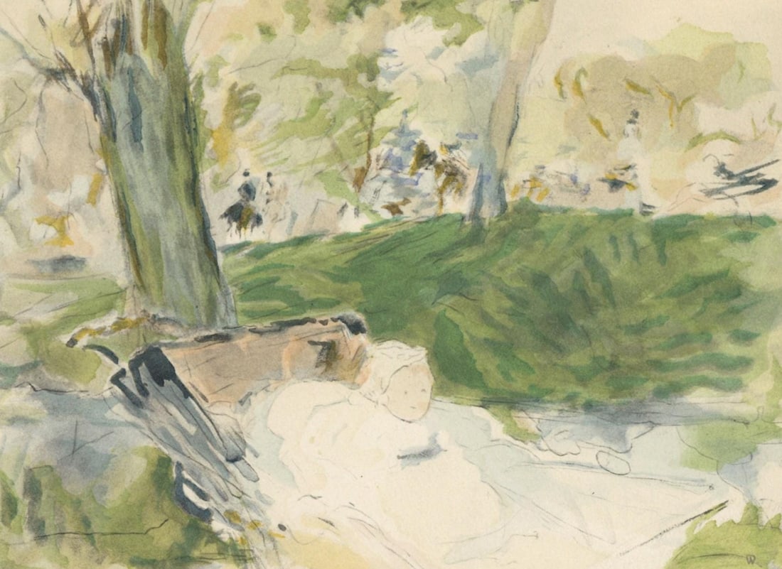 Berthe Morisot, Bibi dans sa voiture au bois, Berthe Morisot Seize Aquarelles, Limited Edition (1 of 4)