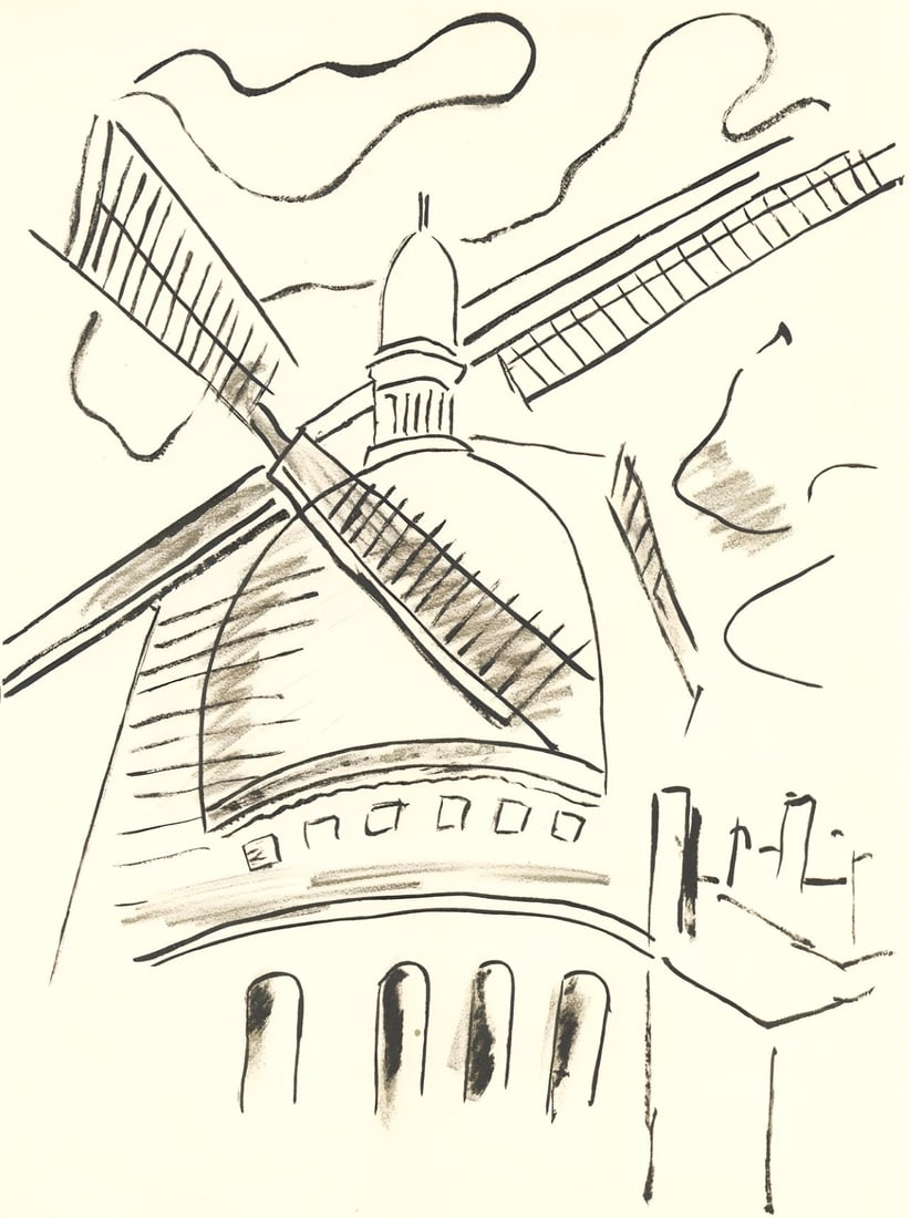 Fernand Leger, Composition, mes voyages: Lithograph on velin bouffant des Papeteries de Hauteville paper. Paper Size: 13.78 x 9.84 inches. Excellent condition. Unsigned and unnumbered, as issued. Notes: From the folio, Fernand Leger mes voya