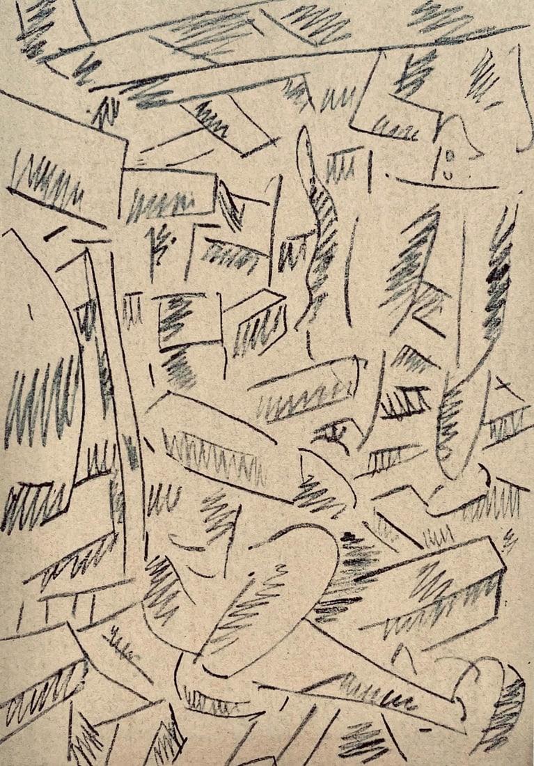 Fernand Leger, Deux soldats dans un abri, Dessins de Guerre 1915-16, Limited Edition Lithograph: Lithograph, stencil on velin paper. Paper Size: 10 x 7.75 inches. Inscription: Unsigned and unnumbered, as issued. Condition: Very good/excellent, consistent with age. Notes: From the folio, Fernand L