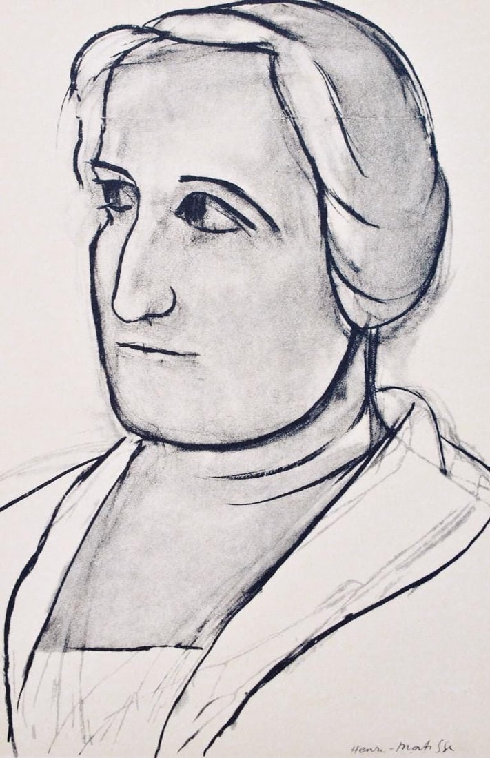 Henri Matisse, Mademoiselle Etta Cone, Portraits par Henri Matisse, Limited Edition Heliogravure: Heliogravure on velin paper, mounted on velin paper backing sheet, as issued. Paper Size: 12 x 9.25 inches; image size: 9.05 x 5.91 inches. Inscription: Signed in the plate and unnumbered, as issued.