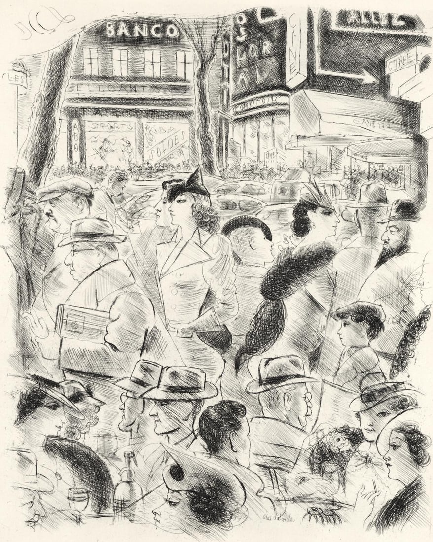 Chas Laborde, Les Boulevards, A La gloire a Paris, Limited Edition Etching (1 of 4)