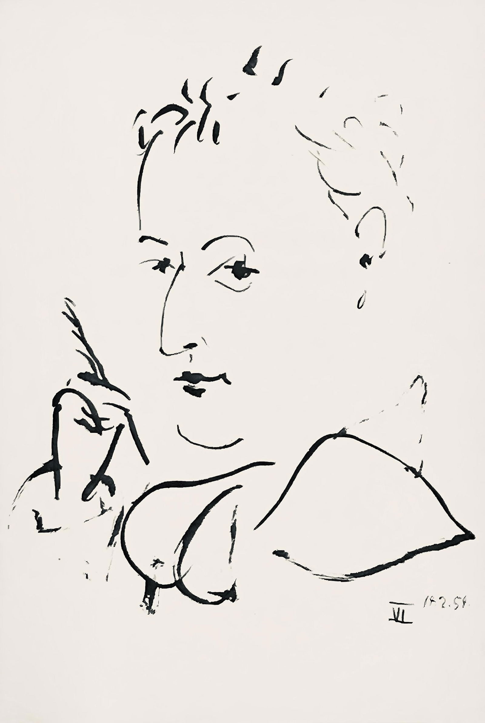 Pablo Picasso, Composition (Horodisch B19), Mystification, Limited Edition Lithograph: Lithograph on velin pur fil Lafuma Navarre paper. Paper size: 10.63 x 7.48 inches. Excellent condition. Inscription: Unsigned and unnumbered, as issued. Notes: From the album, Mystification ou