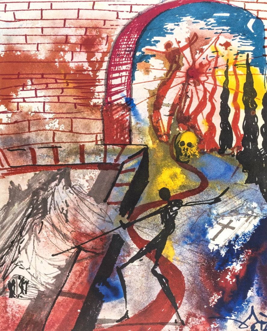 Salvador Dali, Composition (Michler/Lopsinger 1601), Romeo e Giulietta, Limited Edition Lithograph: Lithograph, silkscreen in colors on velin vergata paper. Paper size: 16.5 x 12.625 inches. Excellent condition. Inscription: Signed in the plate and unnumbered, as issued. Catalogue Raisonne