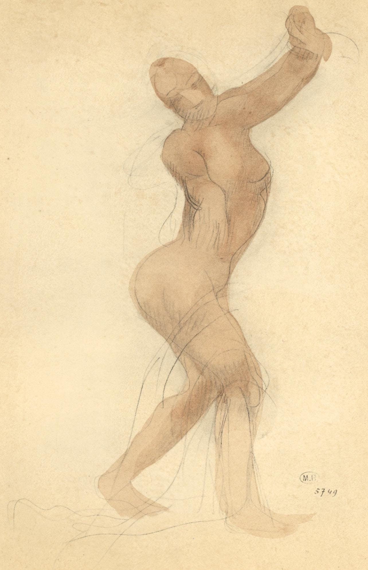 Auguste Rodin, Composition, La Varende, Rodin, Limited Edition Lithograph: Lithograph and stencil on velin pur fil paper. Paper size: 15.75 x 11.5 inches. Excellent condition. Unsigned and unnumbered, as issued. Notes: From the folio, La Varende, Rodin, 1944. Published by