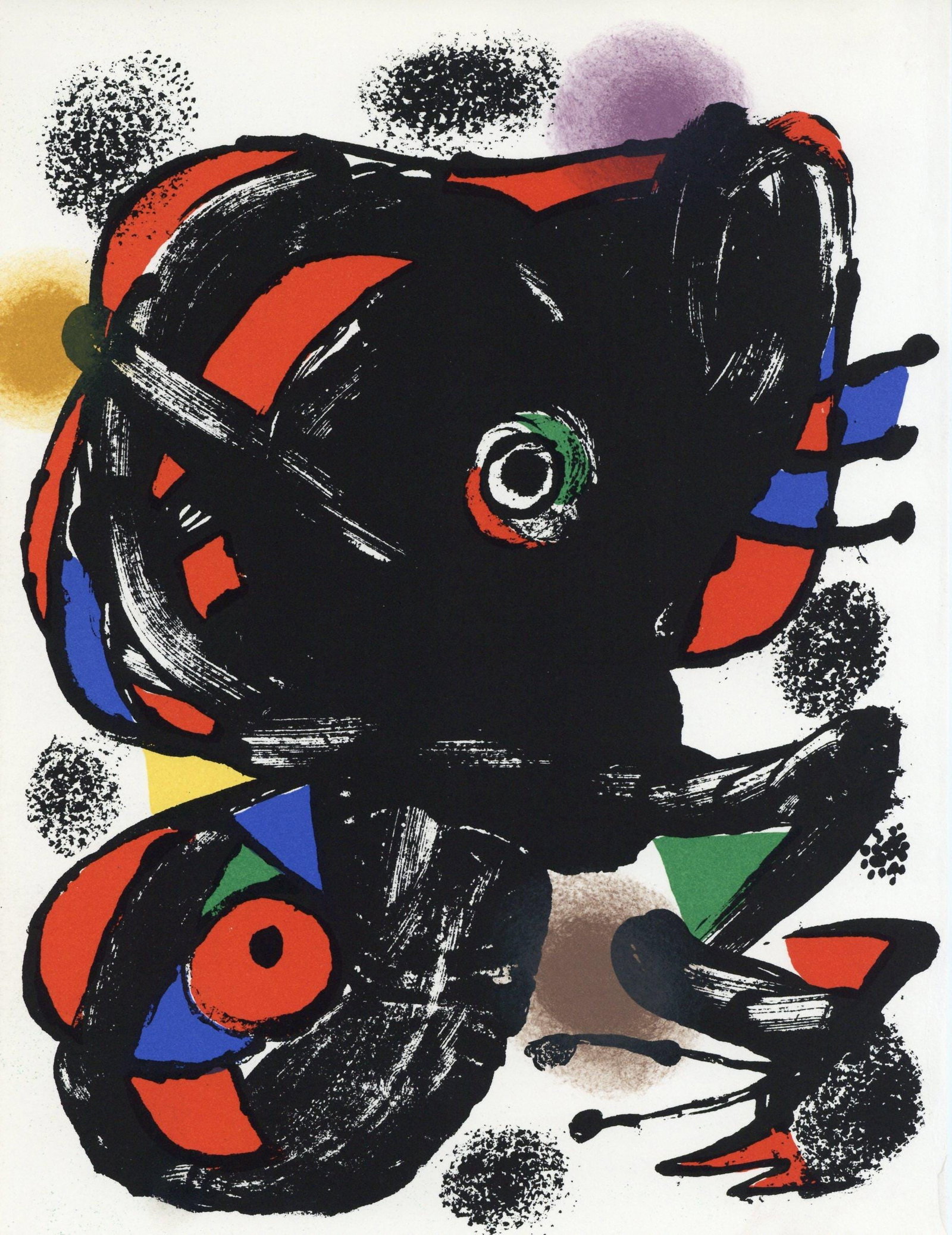 Joan Miro, Composition, XXe siecle, Limited Edition Lithograph: Lithograph on velin paper. Paper Size: 12.5 x 9.75 inches. Excellent condition. Inscription: Unsigned and unnumbered, as issued. Notes: From the volume, XXe Siecle, n deg46, 1976. Published and