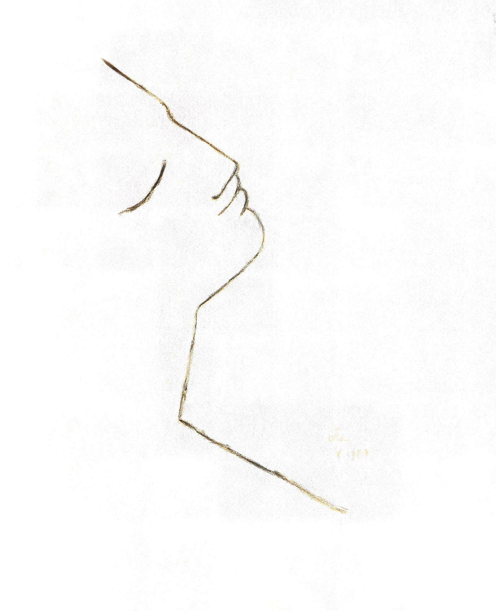 Jean Cocteau, Untitled, from Under the Coat of Fire, Limited Edition Lithograph, 1955: This exquisite lithograph by Jean Cocteau (1889-1963), titled Sans titre (Untitled), originates from the 1955 album Sous le manteau de feu, Poems, douze lithographies originales de Jean Cocteau de