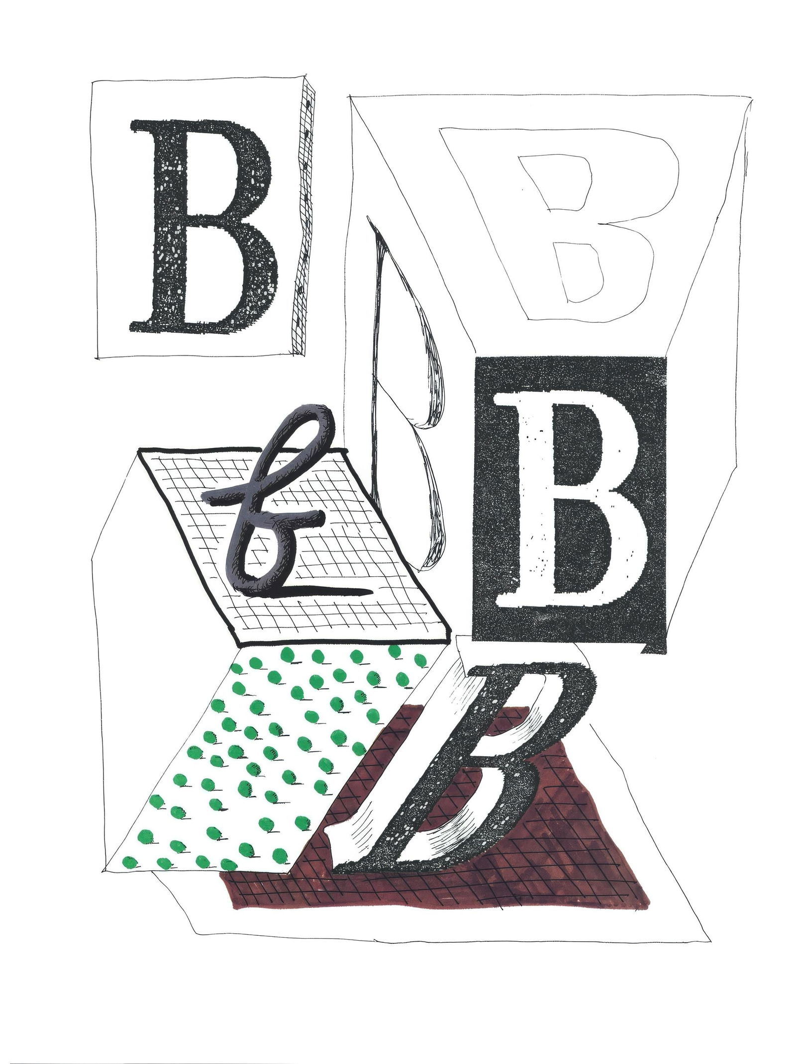 David Hockney, Letter B, from Hockney's Alphabet, Limited Edition Lithograph, 1991 (1 of 4)