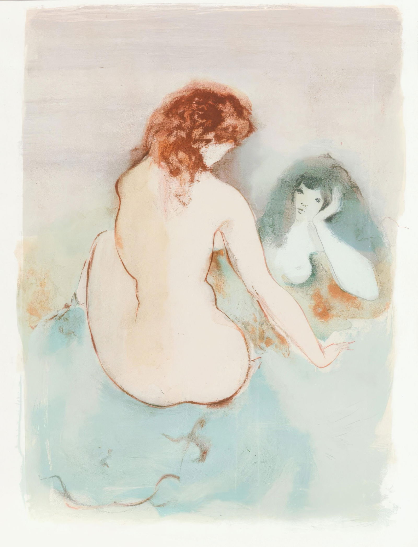 Leonor Fini, Composition, Parallelement, Limited Edition Lithograph, 1969: Lithograph on grand velin d'Arches paper. Paper size: 15.94 x 11.61 inches. Inscription: Unsigned and unnumbered, as issued. Condition: Very good/excellent, consistent with age. Notes: from the