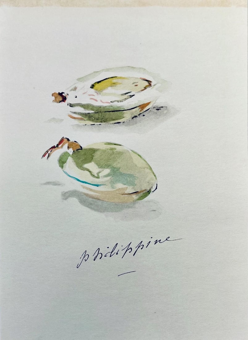 Edouard Manet, Composition, Edouard Manet, Letters with Aquarelles, Limited Edition Lithograph: Lithograph and stencil on velin Foreign Affairs paper mounted on Foreign Affairs museum board, as issued. Paper Size: 10 x 7 inches. Excellent condition. Inscription: Unsigned and unnumbered, as