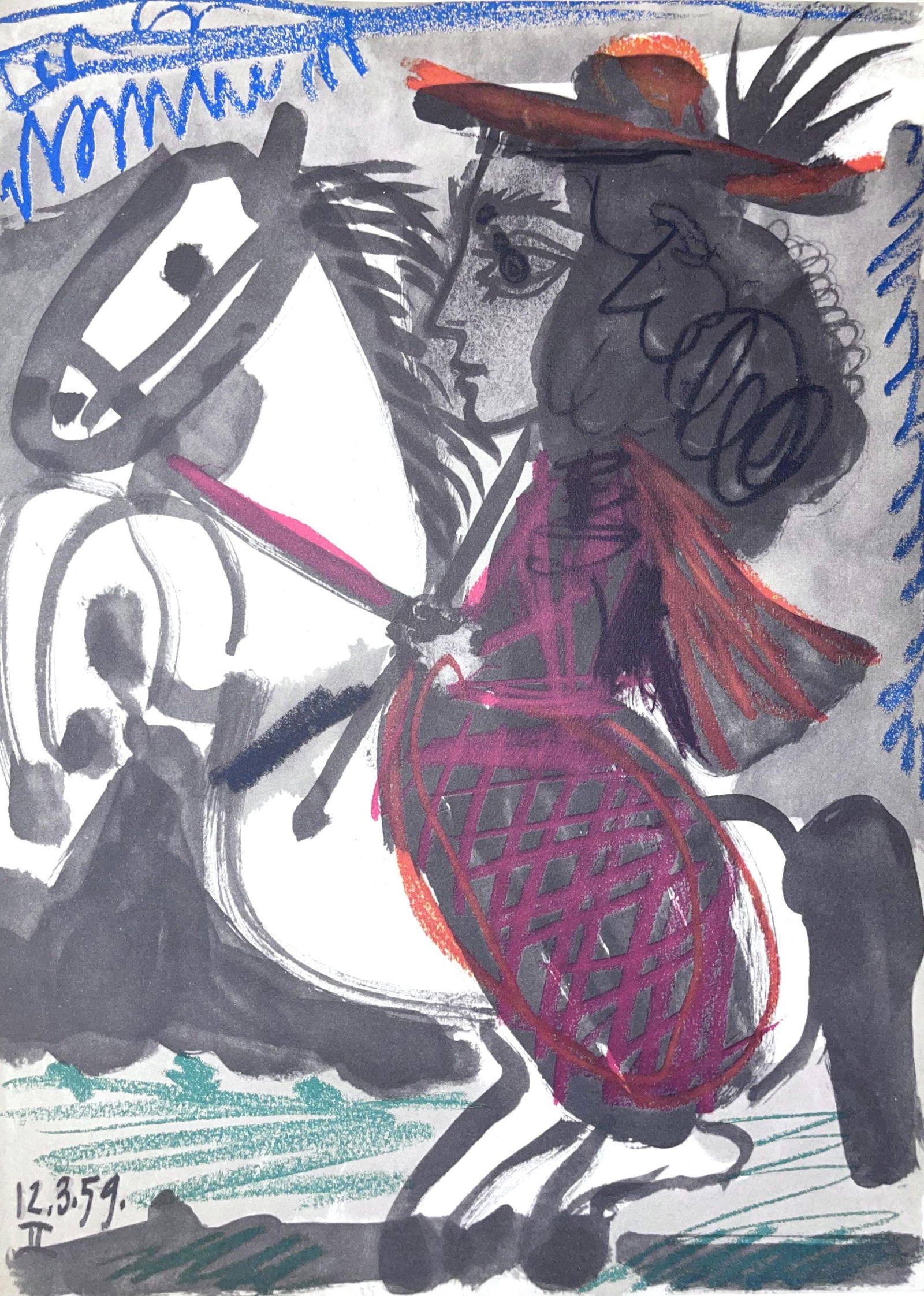 Pablo Picasso, Composition (Bloch 1276; Czwiklitzer 23), Toros y Toreros, Limited Edition Lithograph: Heliogravure on velin paper. Paper Size: 14.75 x 10.5 inches. Inscription: Unsigned and unnumbered, as issued. Notes: From the album, Pablo Picasso, Toros y toreros, 1961. Published by Les Editions