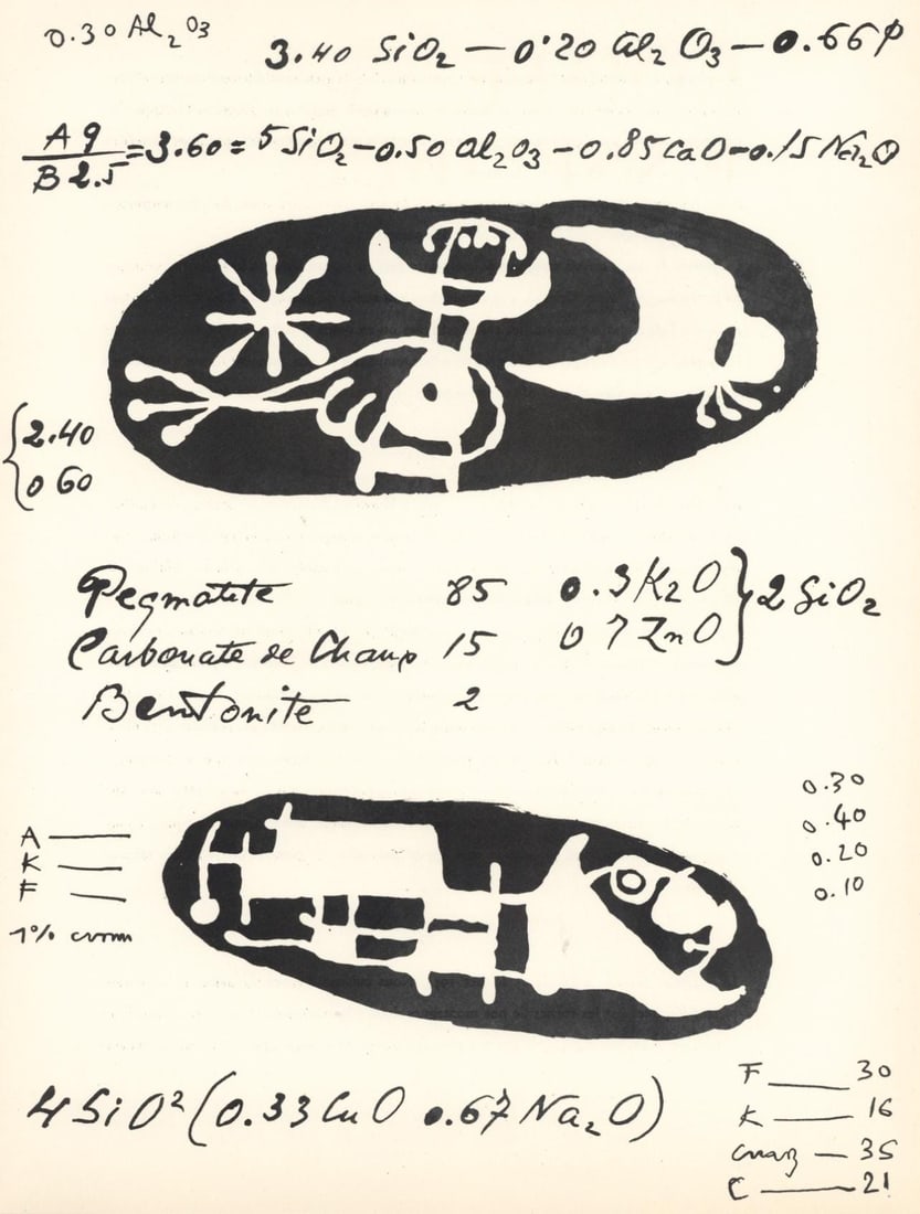 Joan Miro, Composition (Cramer 34), Derriere le miroir, Limited Edition Lithograph: Lithograph on velin paper. Paper Size: 15 x 11 inches. Excellent condition. Inscription: Unsigned and unnumbered, as issued. Notes: From Derriere le miroir, N deg 87-88-89, 1956. Published by Aime