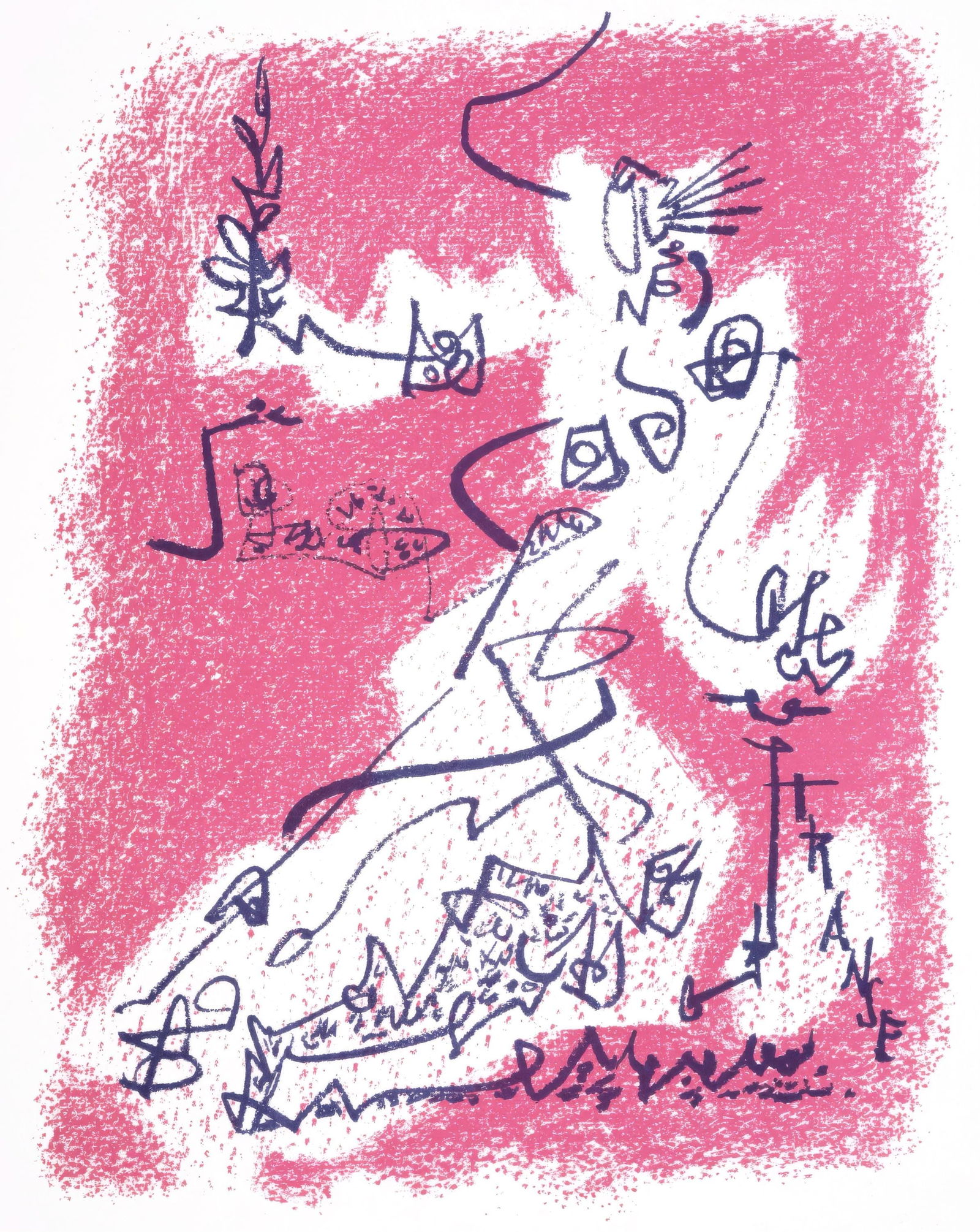 Andre Masson, The Departure, from Memories and Portraits of Artists, Limited Edition Lithograph,: This exquisite lithograph by Andre Masson (1896-1987), titled Le depart (The Departure), originates from the 1972 edition published by Editions A. C. Mazo et Cie., Paris, in collaboration with Leon