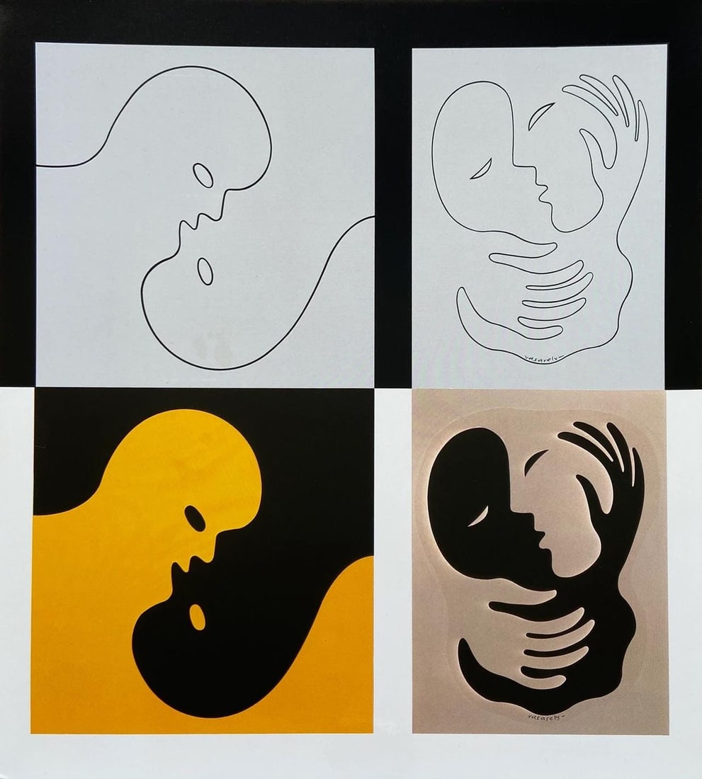 Victor Vasarely, Composition, Graphismes III, Limited Edition Heliogravure: Heliogravure on 280 gm M2 gloss paper. Paper Size: 10.63 x 10.63 inches. Excellent condition. Notes: From the folio, Graphismes III, 1977. Published and printed by Editions du Griffon, Neuchatel,