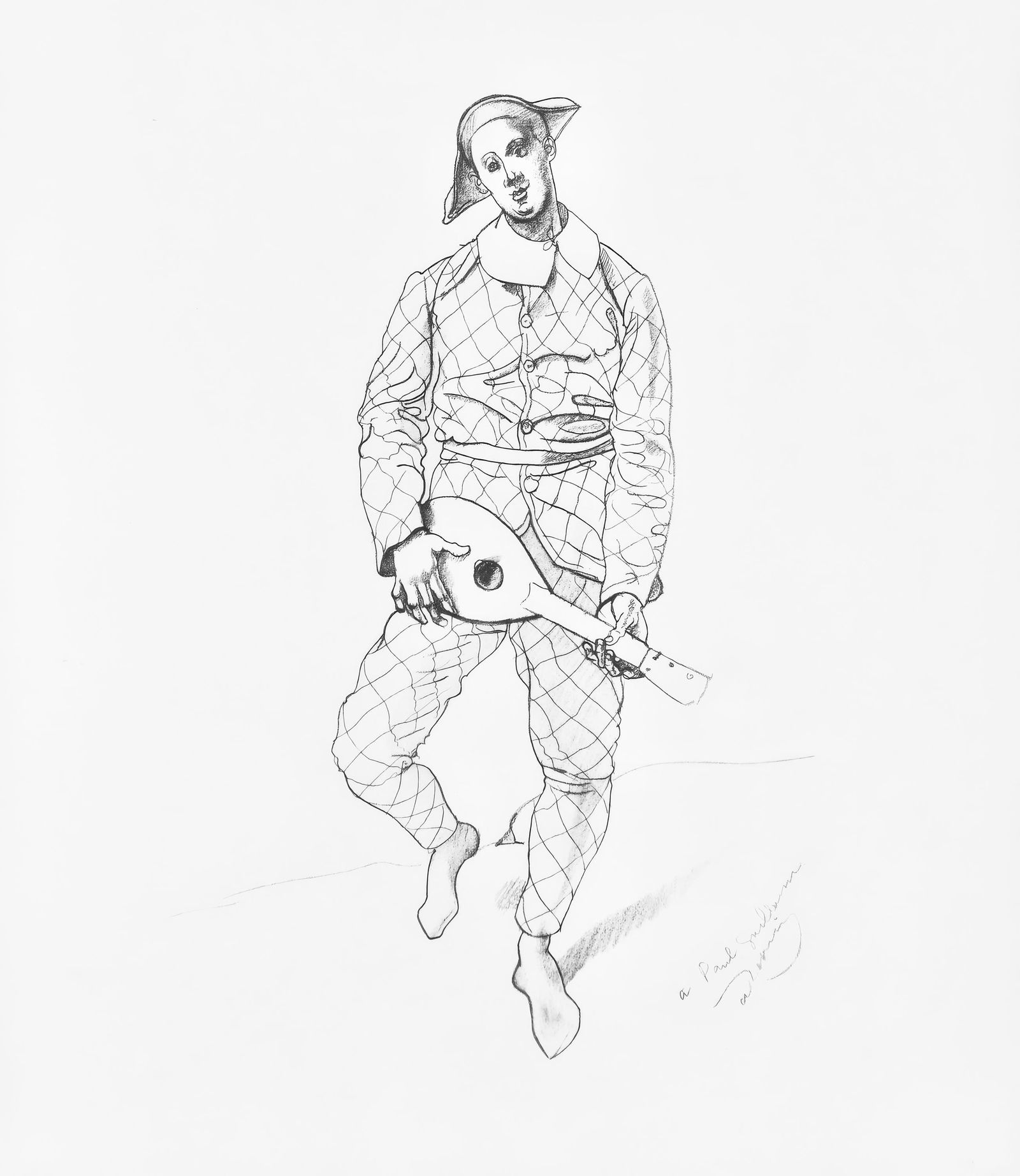 Andre Derain, Arlequin, Andre Derain, 1880-1954, Limited Edition Lithograph and Pochoir, 1961: Lithograph and pochoir on velin d'Arches paper. Paper Size: 23.75 x 20 inches. Inscription: Signed in the plate and unnumbered, as issued. Condition: Very good/excellent, consistent with age. Notes: F