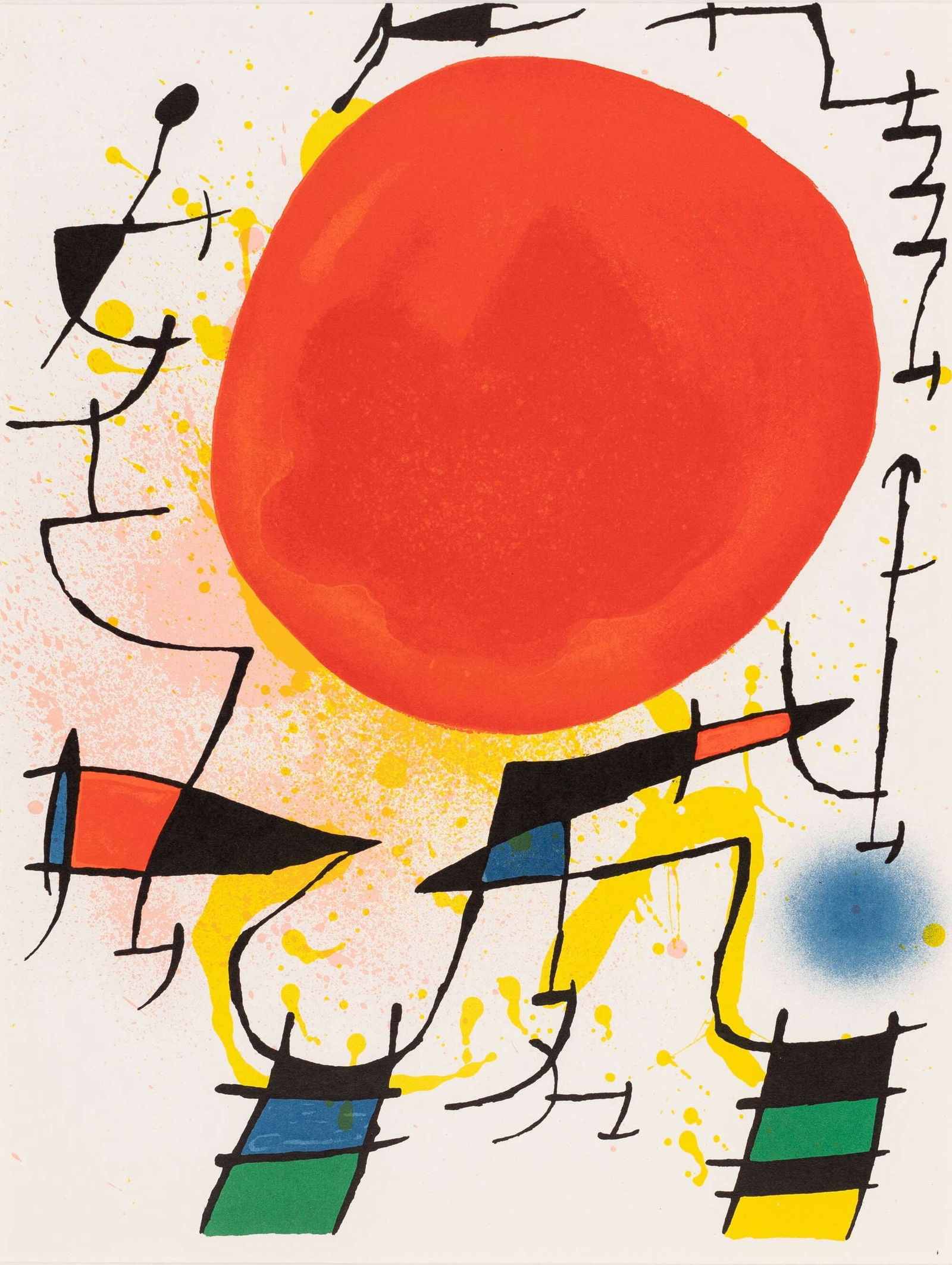 Joan Miro, Composition, (Cramer 160; Mourlot 859), Joan Miro Lithographs, Limited Edition Lithograph: Lithograph on velin paper. Inscription: Unsigned and unnumbered. Paper Size: 12.5 x 9.25 inches. Excellent condition. Notes: From the volume, Joan Miro Lithographs, Volume I. Published by Tudor