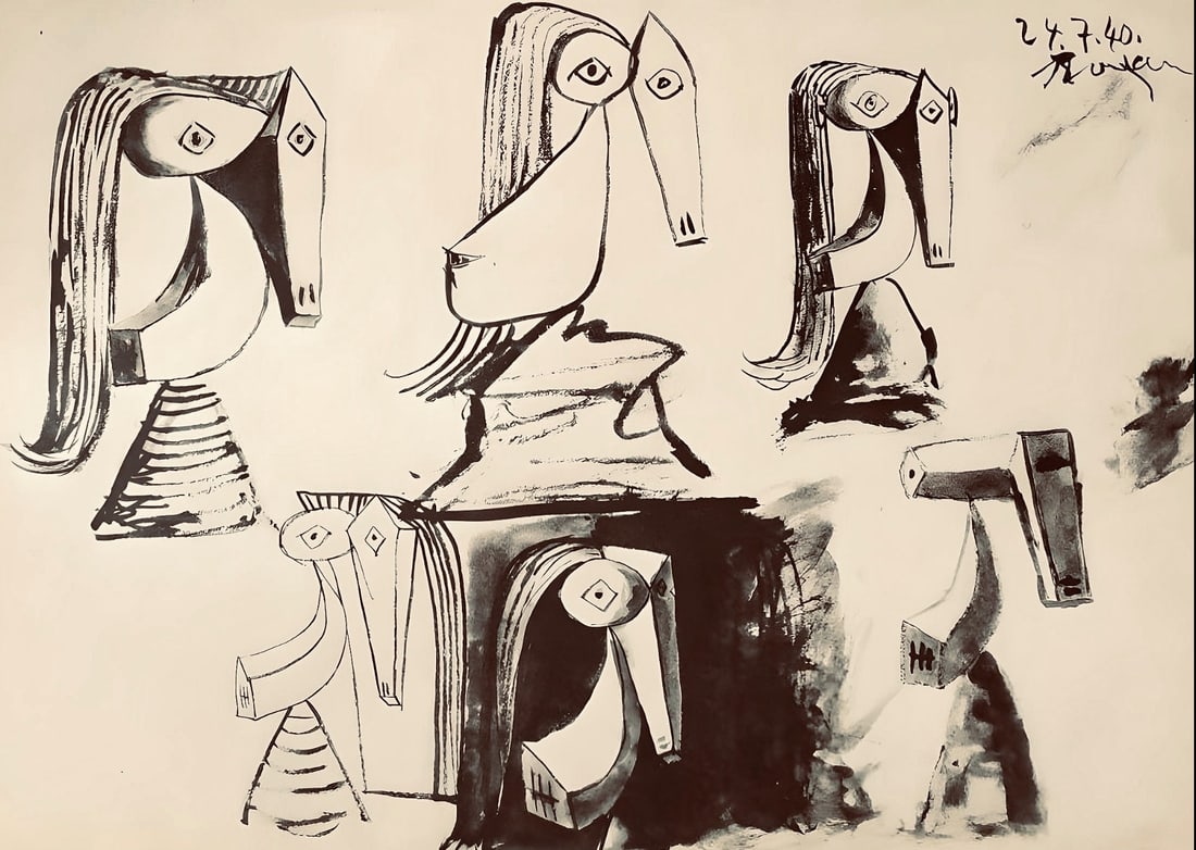 Pablo Picasso, Composition, Carnet de dessins de Picasso, Cahiers d'Art, Limited Edition Lithograph: Lithograph on velin paper. Inscription: Unsigned and unnumbered. Paper Size: 16.54 x 11.81 inches. Excellent condition. Notes: From the volume, Carnet de dessins de Picasso: reproduits au format de