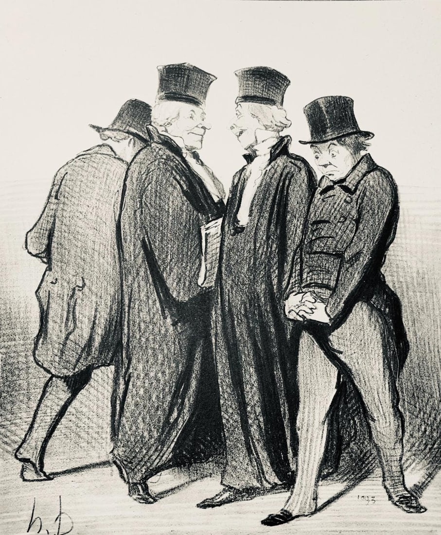 Honore Daumier, Composition, Honore Daumier, Law and Justice, Limited Edition Lithograph: Lithograph on velin paper. Inscription: Unsigned and unnumbered. Paper Size: 14 x 10 inches. Excellent condition. Notes: From the folio, Honore Daumier, Law and Justice, Twenty-Four Lithographs,