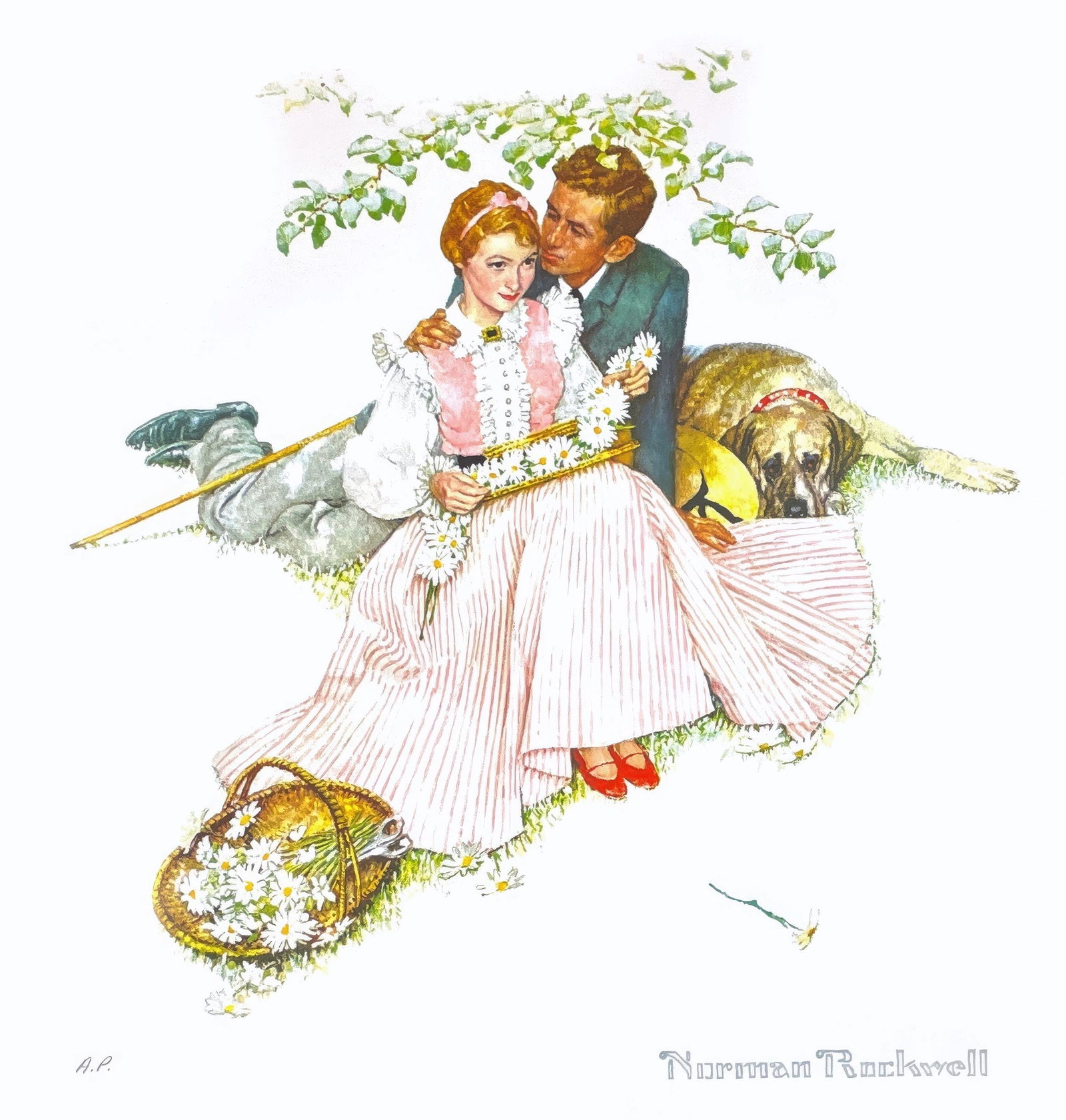 Norman Rockwell, Summer, from Four Ages of Love, Limited Edition Offset Lithograph, 1991: This exquisite lithograph by Norman Rockwell (1894-1978), titled Summer, from the folio Four Ages of Love, originates from the 1991 edition published by Brown & Bigelow, Saint Paul; printed by Brought